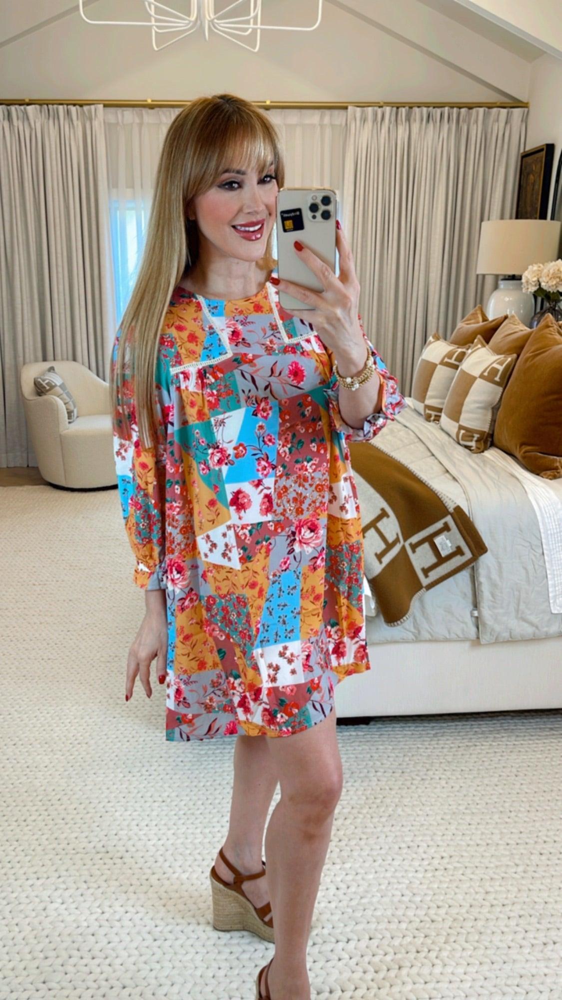 Rebecca Honey Mix Print Dress - Floral Summer Dress for Women, Casual & Party Wear, Perfect for Beach, Vacation & Date Nights