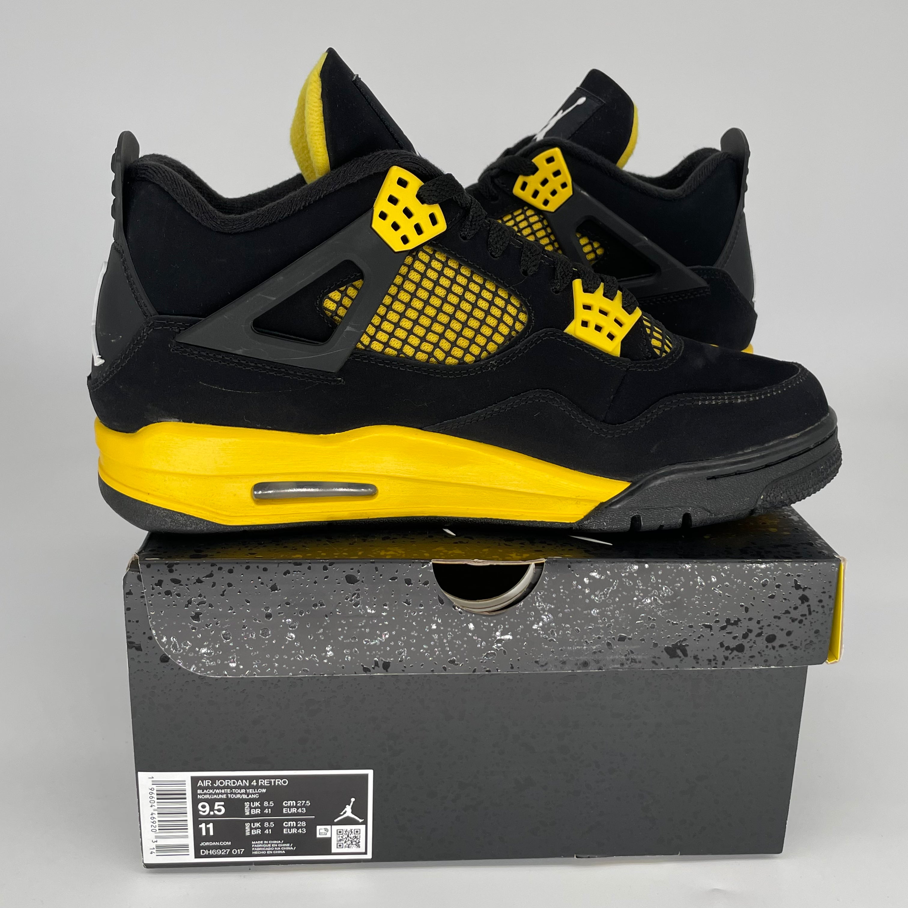 AIR JORDAN 4 THUNDER Retro Sneakers Men's Size 9.5 - DH6927-017 | Basketball Shoes for Men, Streetwear Fashion & Casual Wear