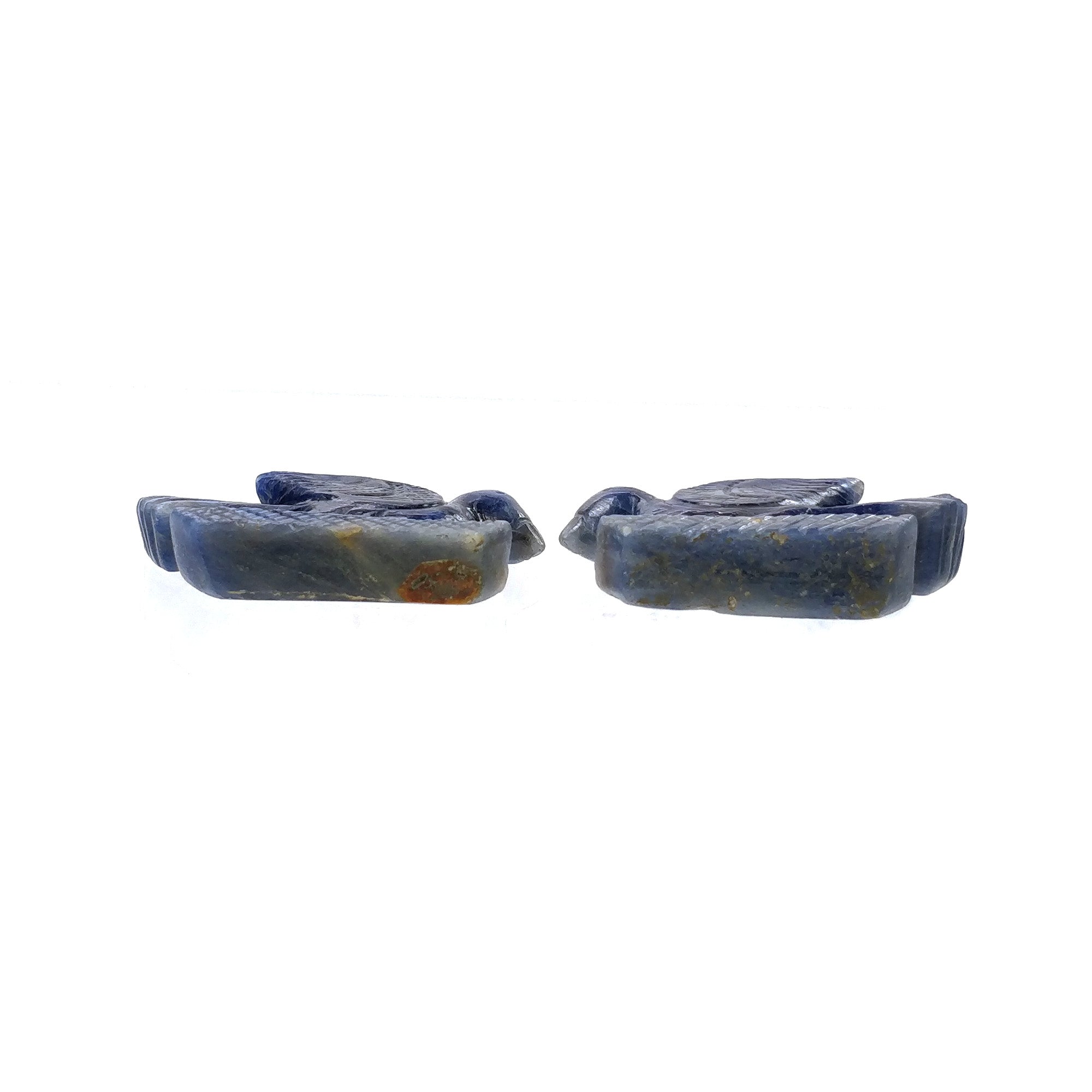 Natural Blue Sapphire Gemstone Carving - 243.20cts Untreated Unheated Handcrafted Bird Sculpture Figurine Pair (44x33mm) | Perfect for Jewelry Making, Home Decor & Spiritual Gifts