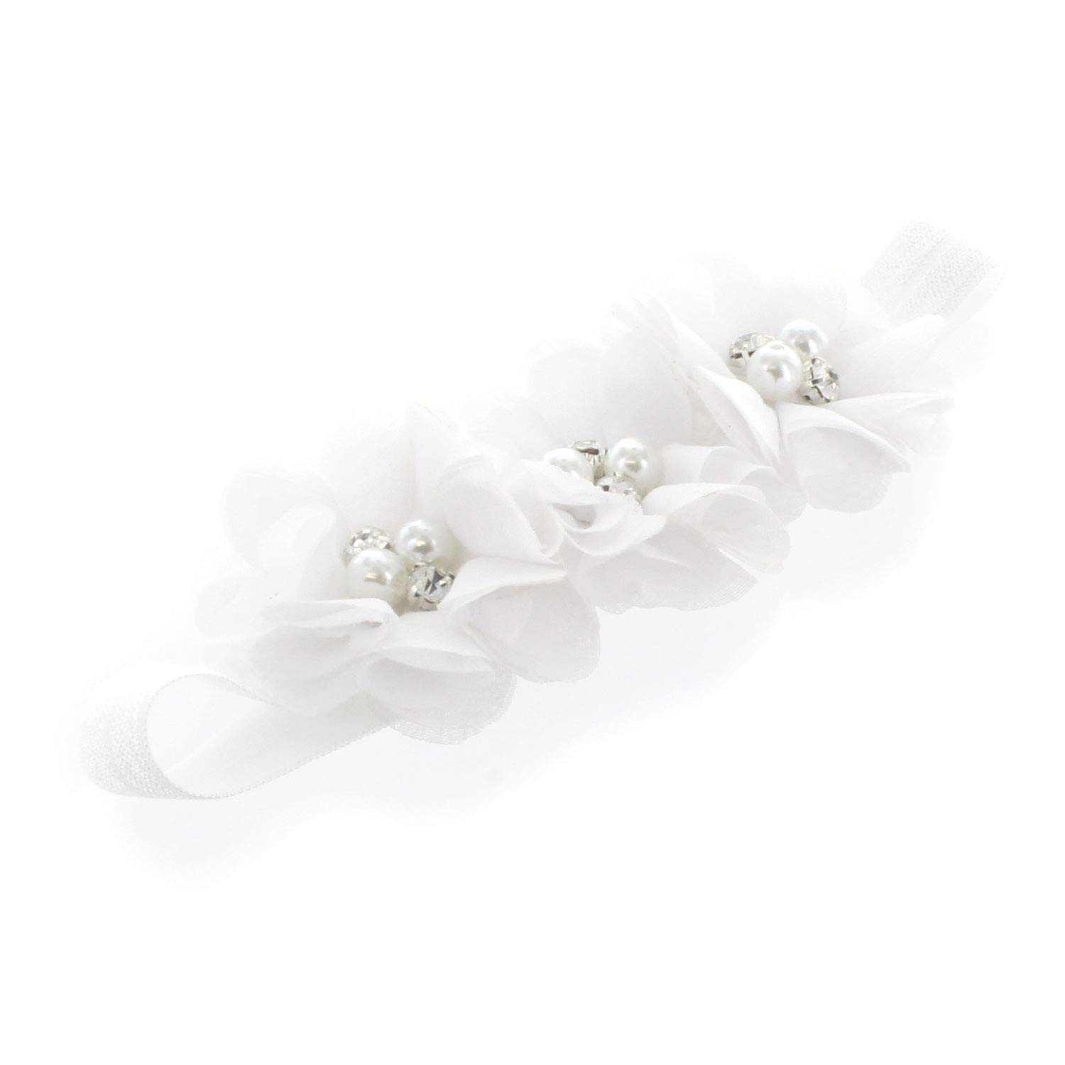Lello Flower Headbands for Baby Girls & Toddlers - Stretchy Elastic Fabric Hairbands with Beads - Perfect for Parties, Photos & Everyday Wear