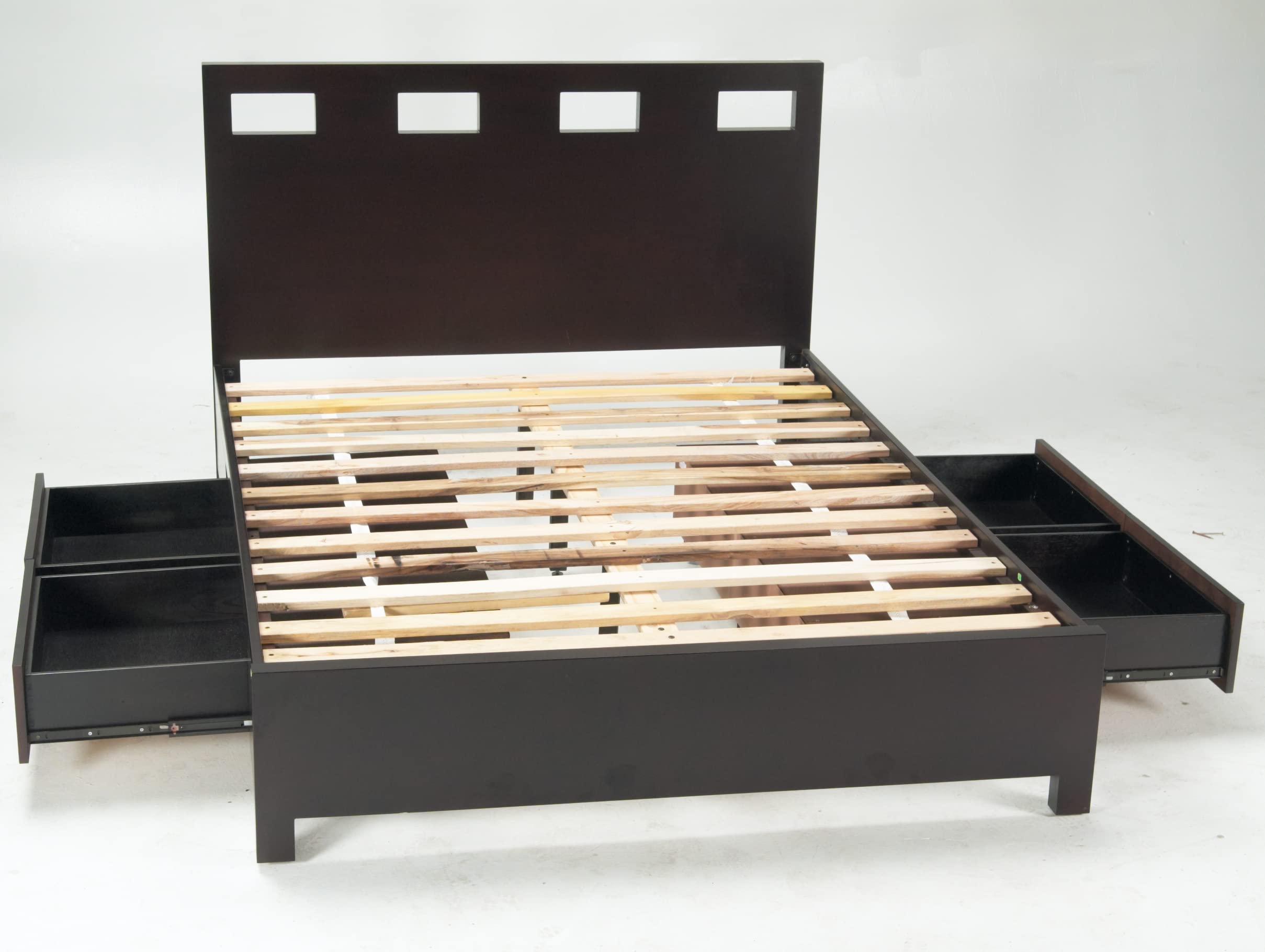 Modus Furniture Solid Wood 2-Side Storage Bed Frame, Full Size, Riva Espresso Finish - Space Saving Bedroom Furniture for Small Rooms & Guest Rooms