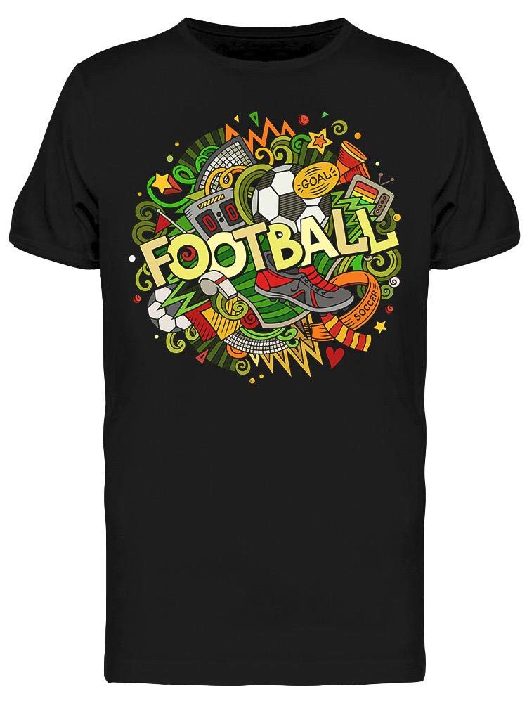 Football Icons and Title Tee for Men - Vintage Soccer Graphic T-Shirt - Perfect for Game Day, Casual Wear & Sports Fans
