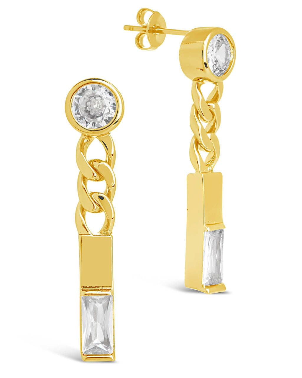 Merri CZ & Chain Drop Stud Earrings for Women - Elegant Cubic Zirconia Dangle Earrings for Party, Wedding & Everyday Wear