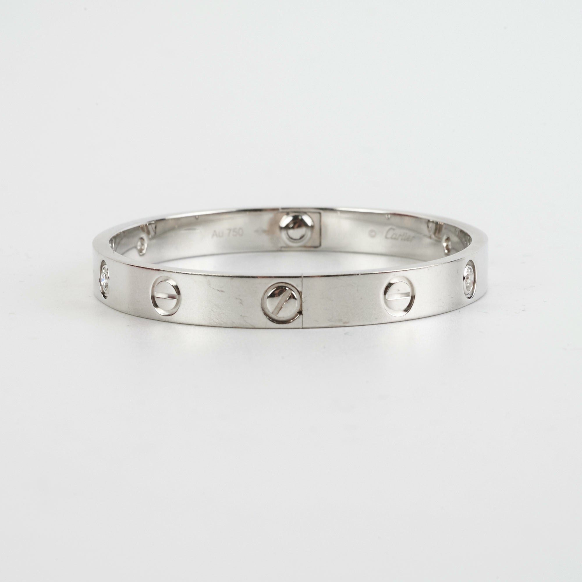 Cartier Love Bracelet in 18K White Gold with 4 Diamonds - Size 16 | Luxury Jewelry for Women, Perfect for Anniversaries & Special Occasions