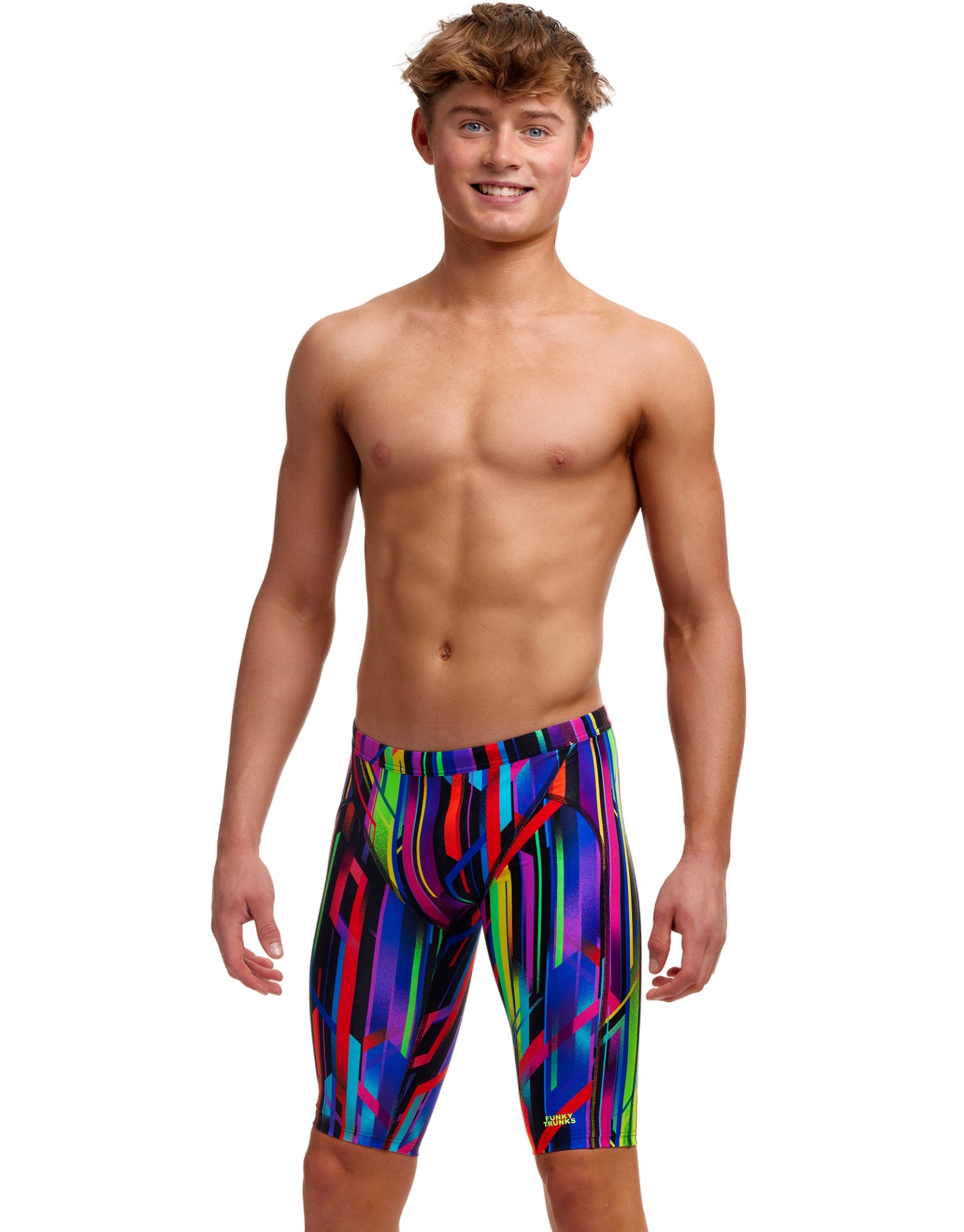 Boys Baby Beamer Swim Training Jammer - Black/Multi Color | Competitive Swimwear for Kids | Perfect for Swim Lessons & Pool Training