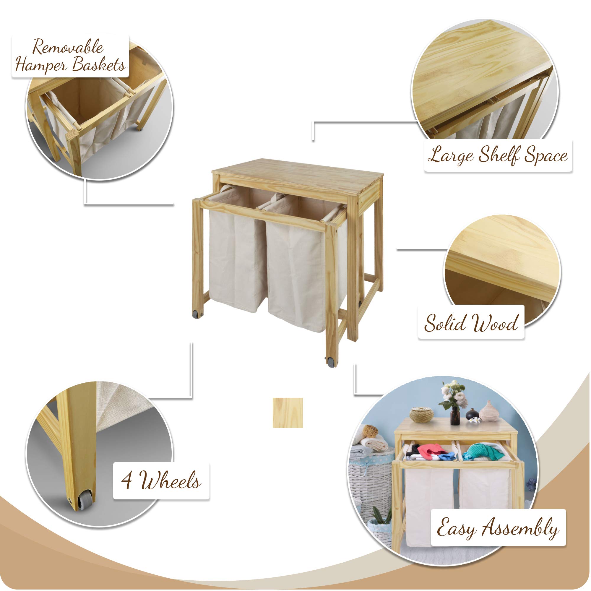 Casual Home Eco-Friendly Laundry Hamper Basket - Natural Woven Storage for Clothes, Towels & Linens - Perfect for Bedroom, Bathroom & Laundry Room Organization