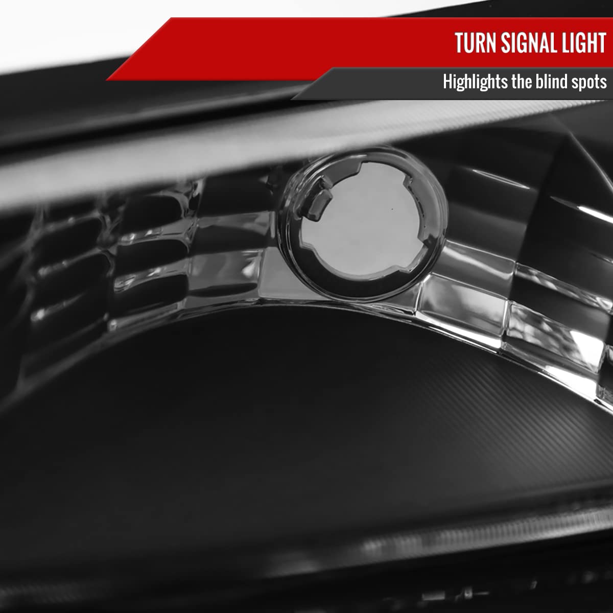 2002-2006 Chevy Avalanche 1500/2500 Black Replacement Headlights & Bumper Turn Signal Lights Pair (Left+Right) - Upgrade for Night Driving & Off-Road Adventures