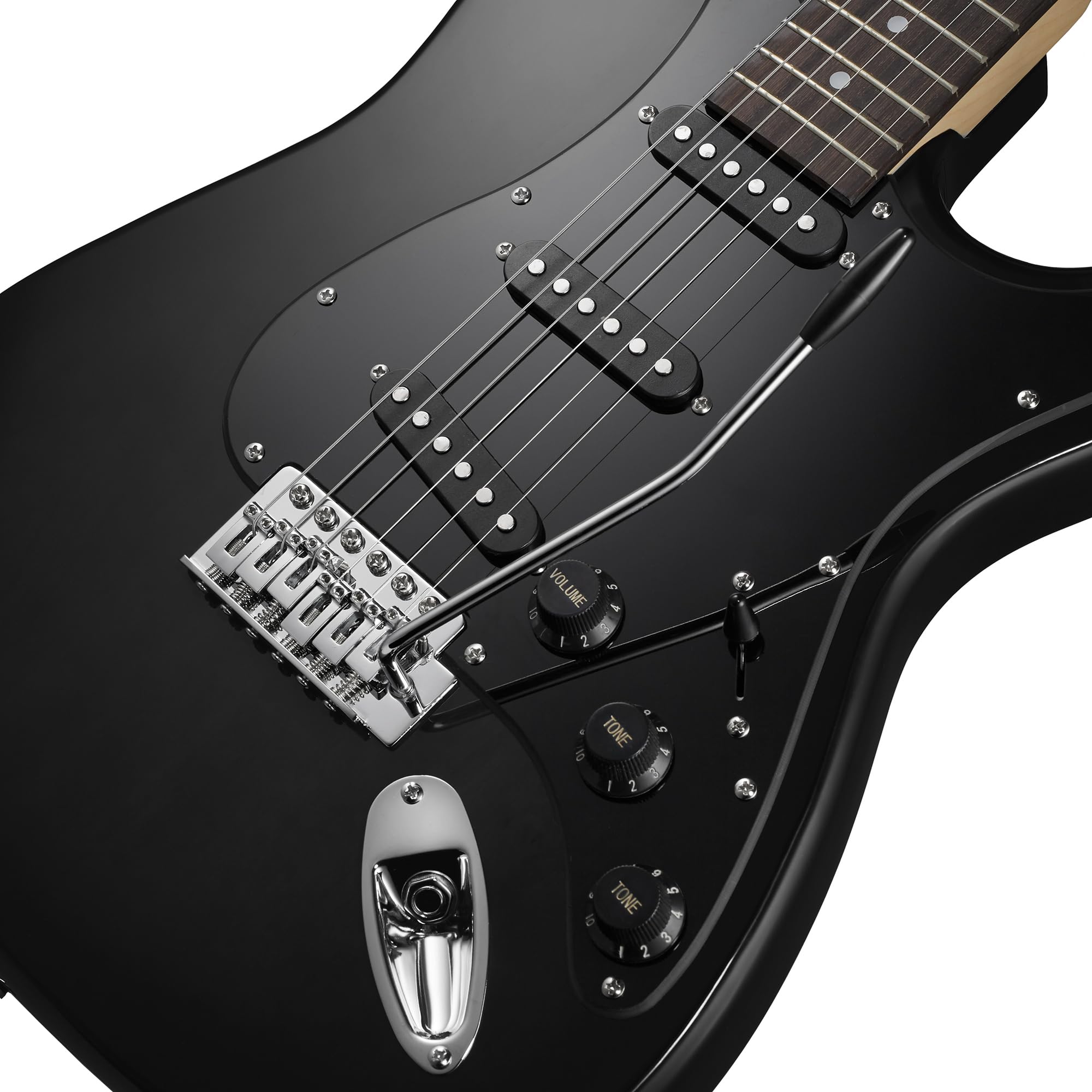 Ashthorpe 39-Inch Full-Size Electric Guitar Kit (Black) - Includes Padded Gig Bag, Tremolo Bar, Strap, Strings, Cable, Cloth & Picks - Perfect for Beginners, Practice & Live Performances