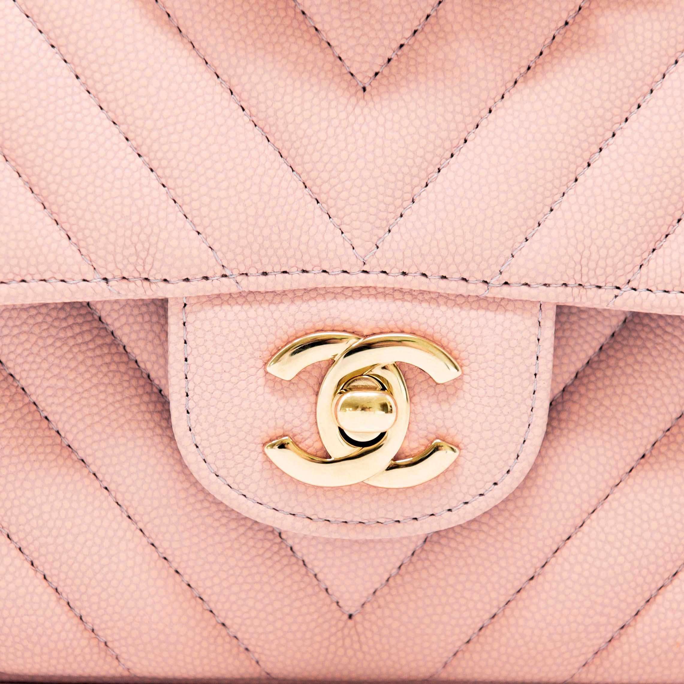 Chanel Pink Chevron Medium Classic Flap Bag - Luxury Quilted Leather Crossbody Purse for Women | Perfect for Date Night, Parties & Special Occasions