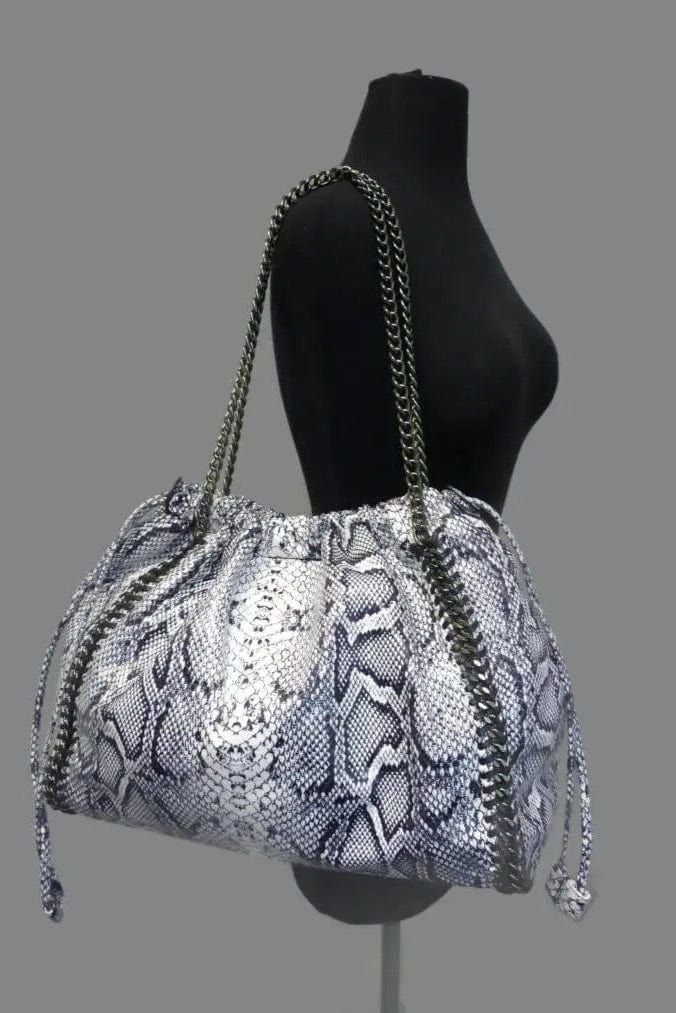 Jane's Stylish Black & White Snake Print Handbag - Trendy Crossbody Purse for Women, Fashionable Accessory for Work, Party & Everyday Use