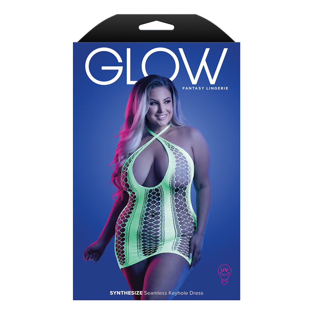 Fantasy Glow Seamless Keyhole Lingerie Dress for Women - Sexy Curvy Plus Size Lace Nightwear for Date Night & Boudoir Photography