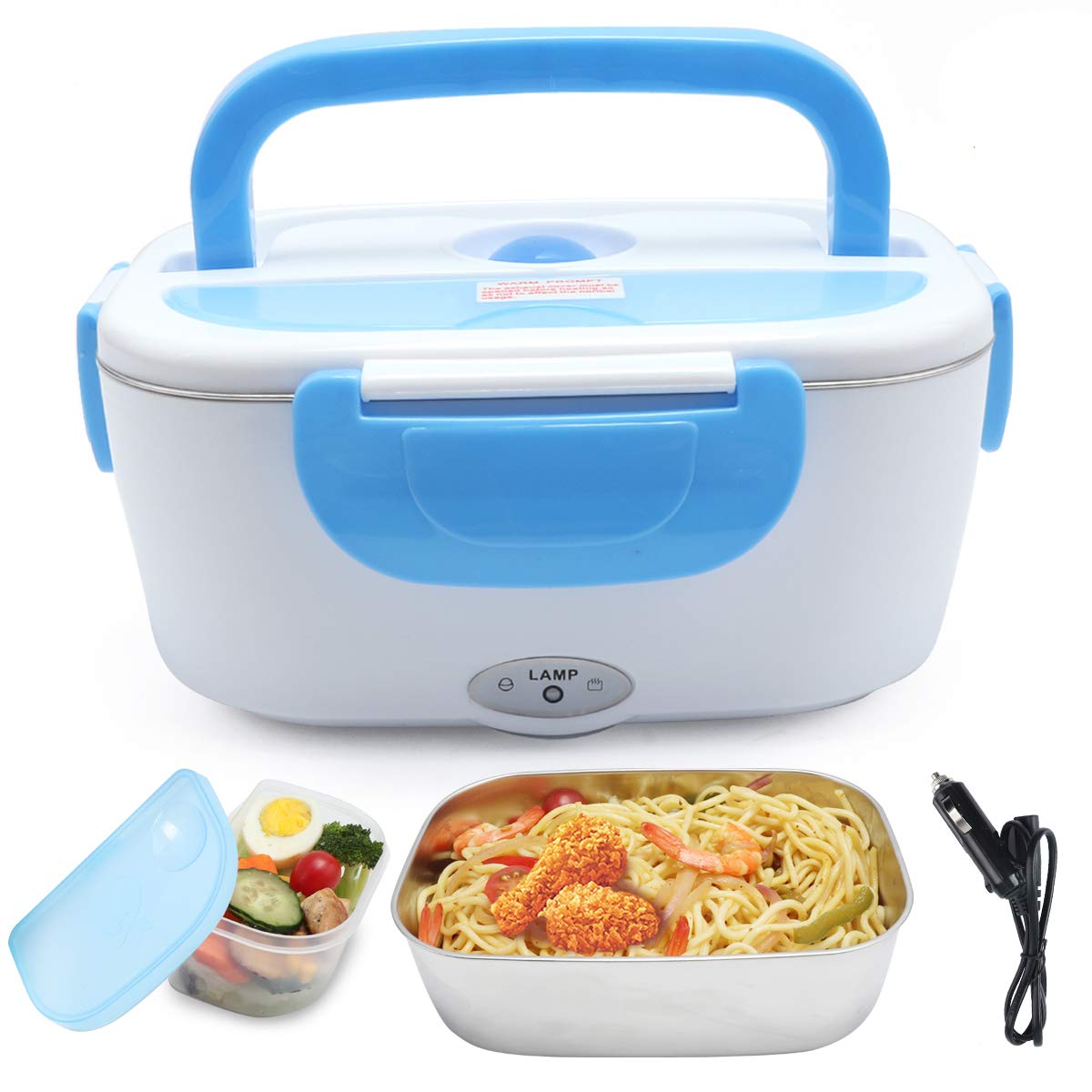 12V Portable Electric Food Warmer - 40W Car Lunch Box Heater with 1.5L Capacity | USB Charging Adapter | Keep Meals Hot on Road Trips, Commutes & Outdoor Adventures