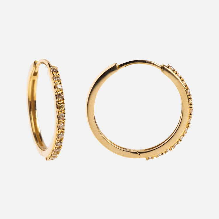 14K Solid Gold Diamond Hoop Earrings for Women - Classic Elegant Dangle Hoops for Everyday Wear, Parties & Special Occasions