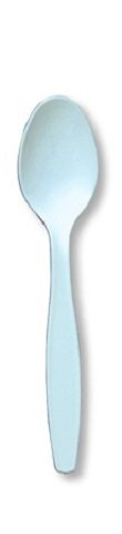 600 Pastel Blue Heavy-Duty Plastic Party Spoons - Bulk Club Pack for Weddings, Baby Showers & Birthday Parties