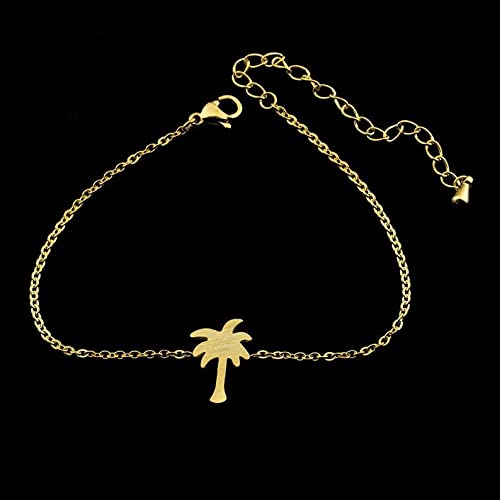 Palm Tree Bracelet - Tropical Beach Jewelry with Charm for Women, Gold Bangle for Summer Vacation & Boho Style Outfits | Perfect for Beach Parties, Vacations & Gift Giving