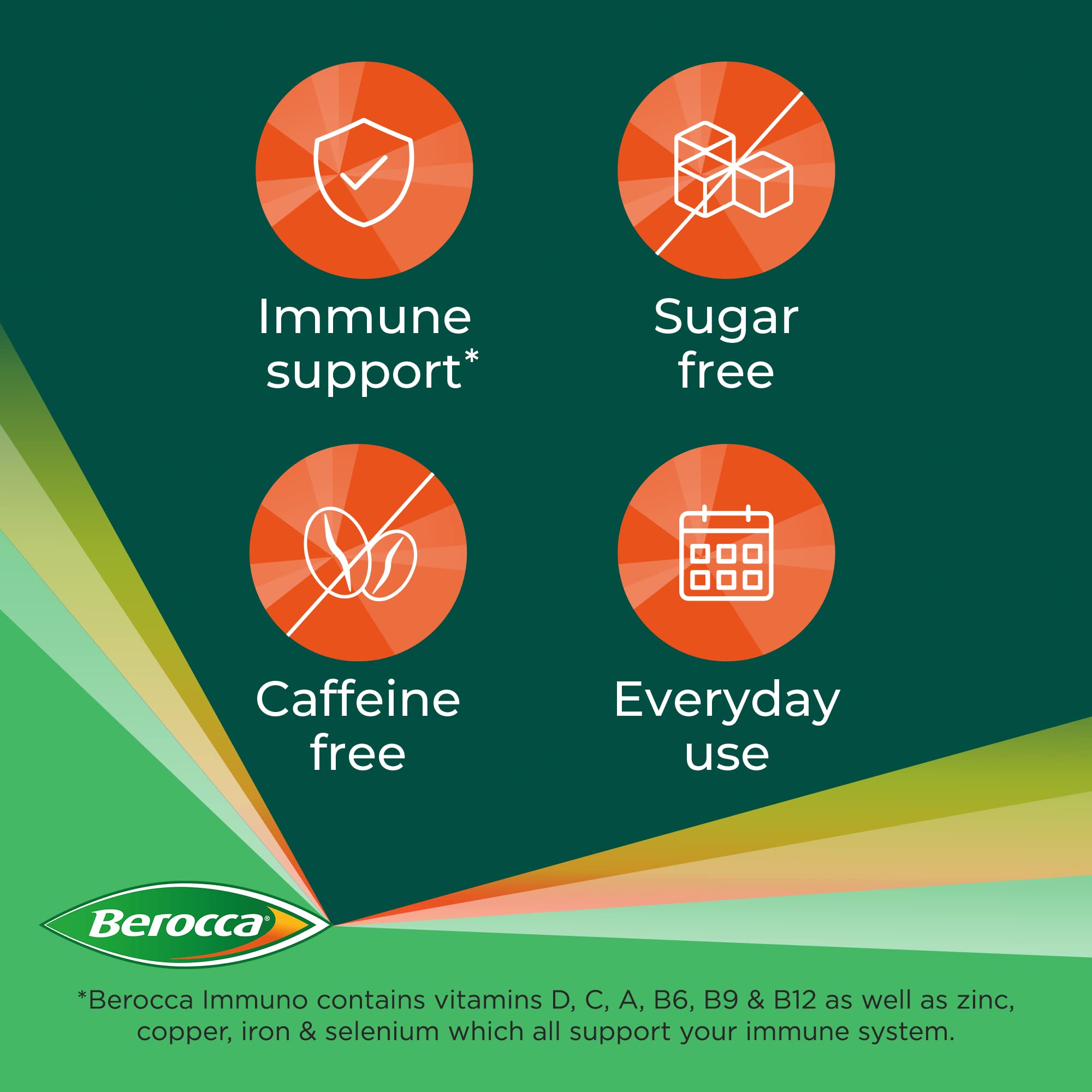 Berocca Immuno Energy & Immune Support Supplement - 15 Effervescent Tablets for Daily Wellness & Immune Boost | Perfect for Travel, Workout & Busy Lifestyles