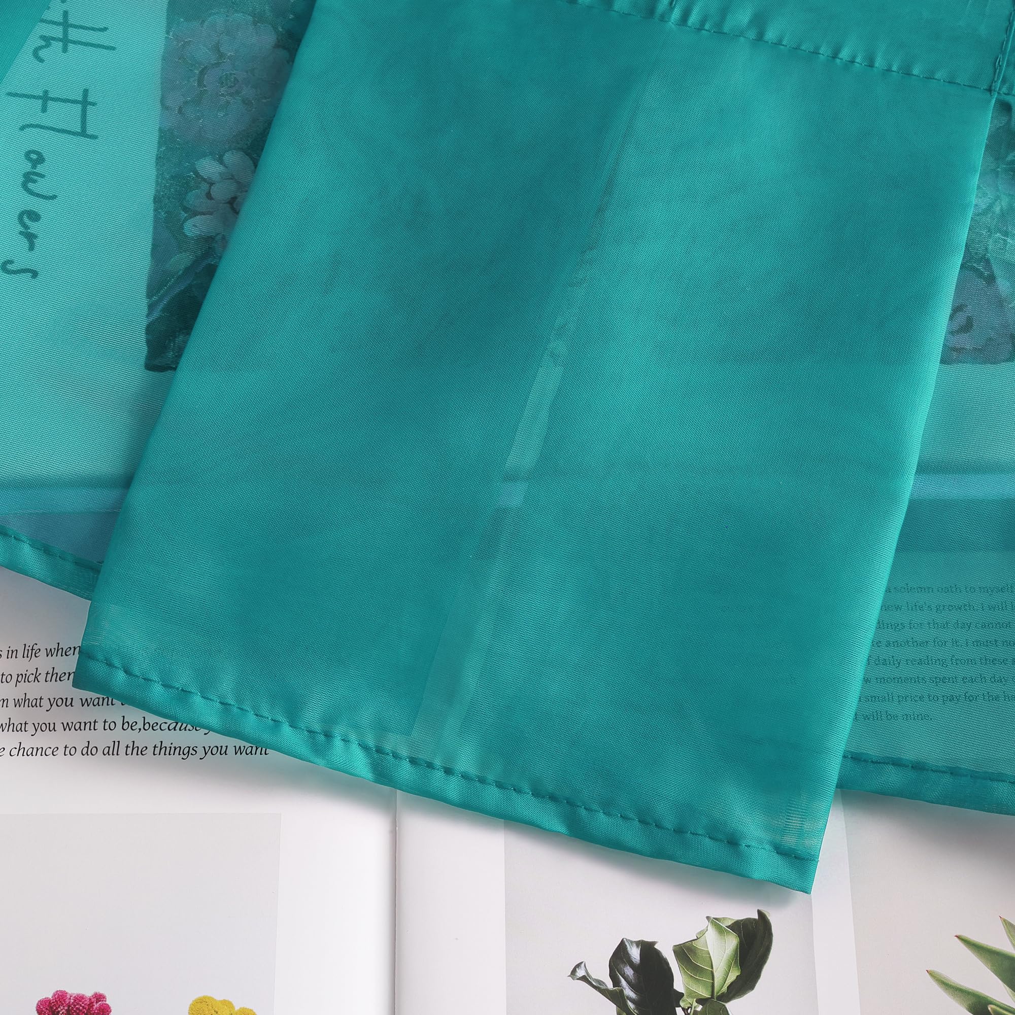 Blue Window Valance Rod Pocket Sheer Voile Swag Curtain - 1pc (47