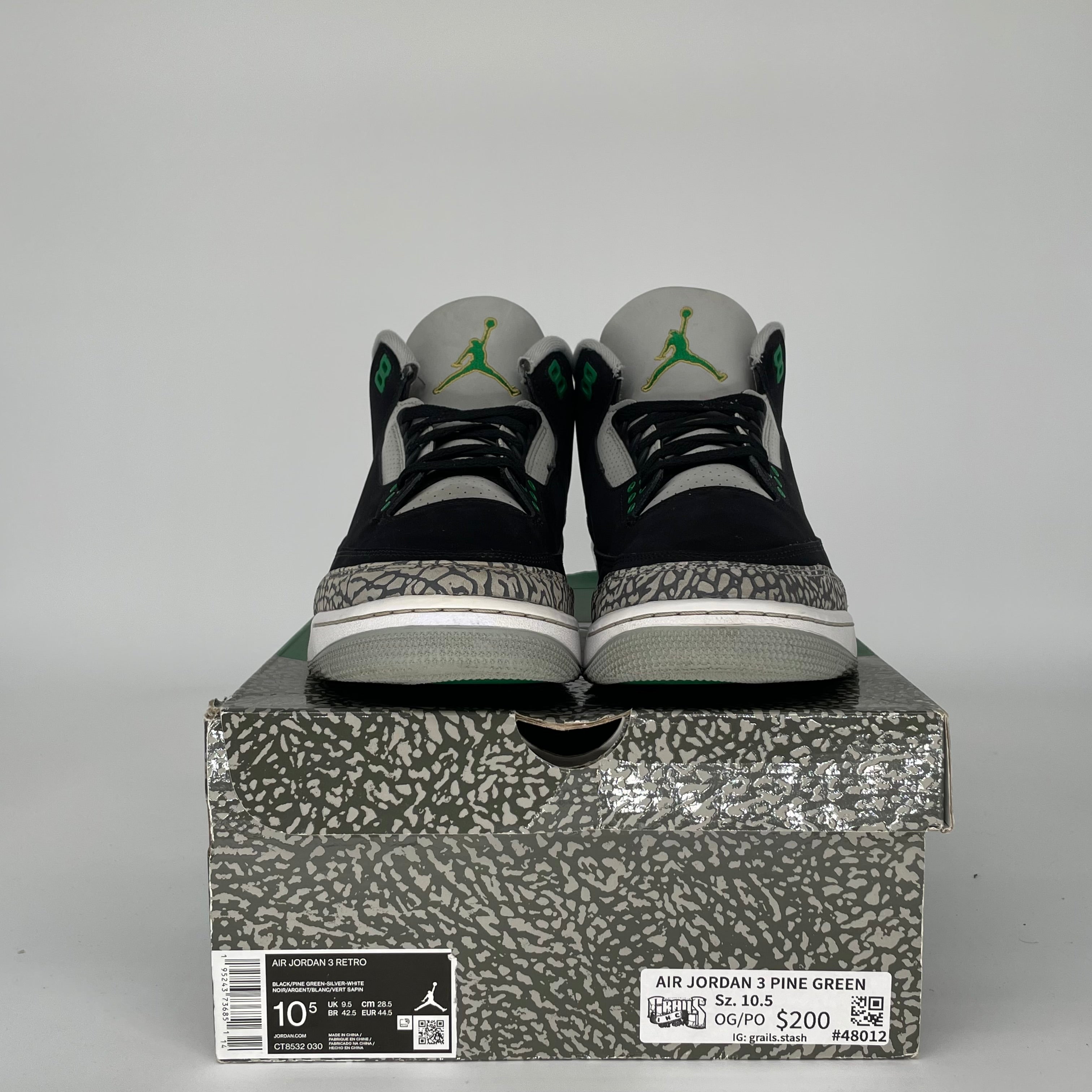 AIR JORDAN 3 Retro Pine Green Men's Basketball Shoes Size 10.5 (CT8532-030) - Perfect for Streetwear, Sneaker Collection & Casual Wear