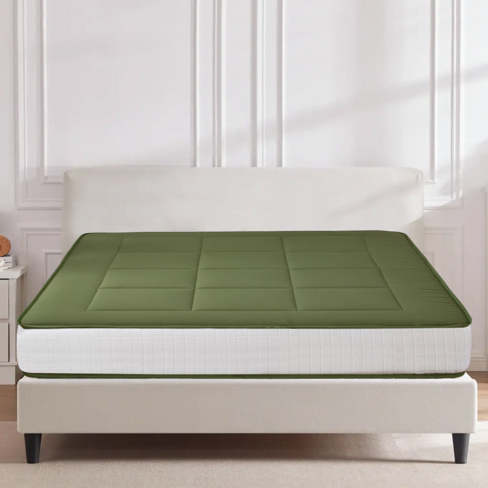 MAXYOYO 8-Inch Thick Japanese Futon Mattress - Super Soft Square Quilting Floor Bed for Guest Room & Small Spaces (Light Brown) | Perfect for Apartments, Dorms & Meditation Rooms