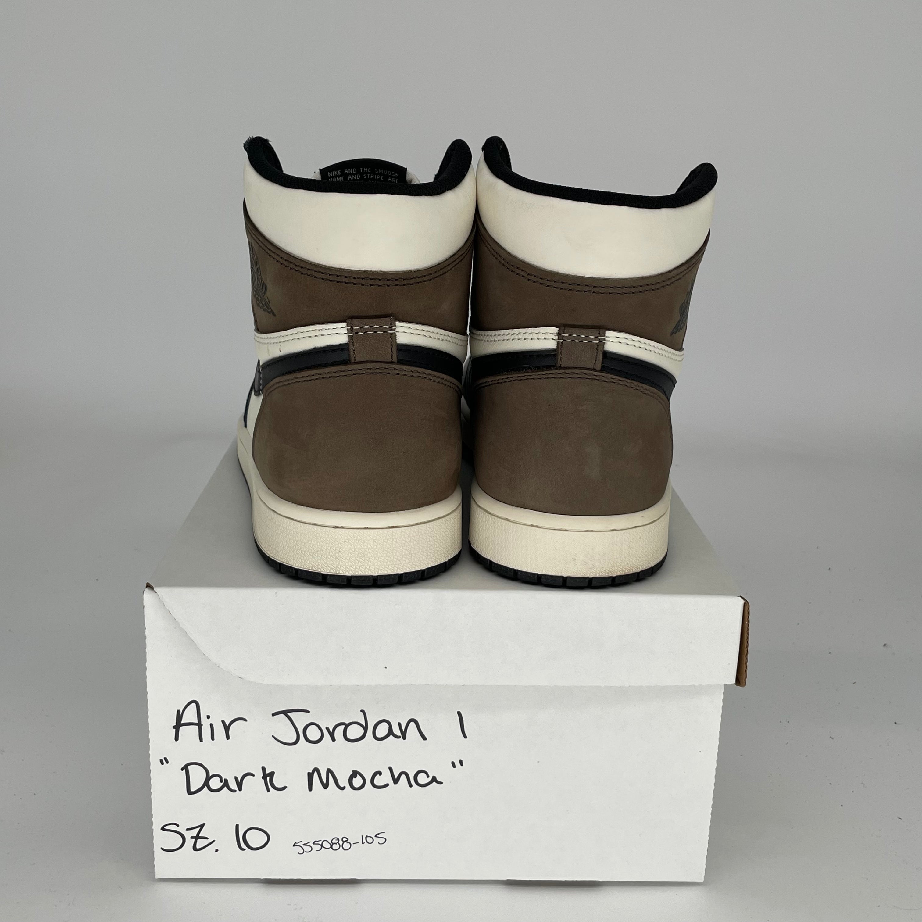 Air Jordan 1 Dark Mocha Men's Sneakers Size 10 - 555088-105 - Retro High OG Basketball Shoes for Casual Wear & Street Style