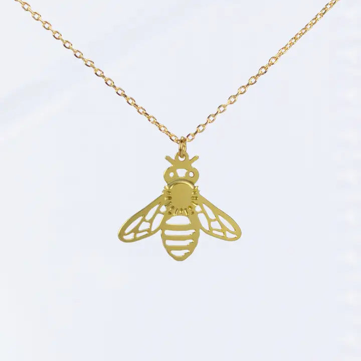 Honeybee Gold Tea Leaf Necklace - Elegant Nature-Inspired Jewelry for Women, Perfect for Daily Wear, Parties & Gifts
