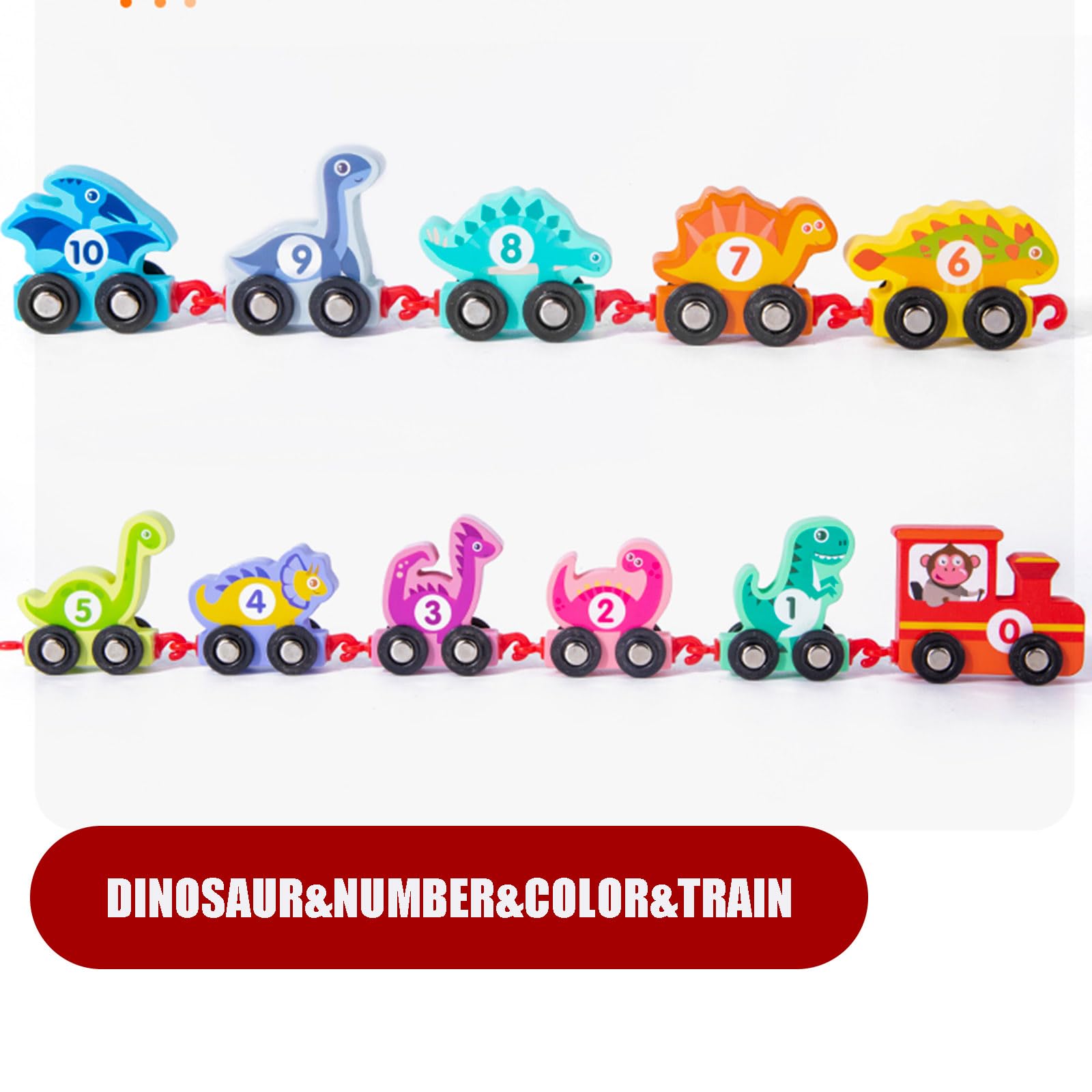 Wooden Dinosaur Train Set - Educational Montessori Toy for Kids 2-4 Years | Playtime & Learning Fun