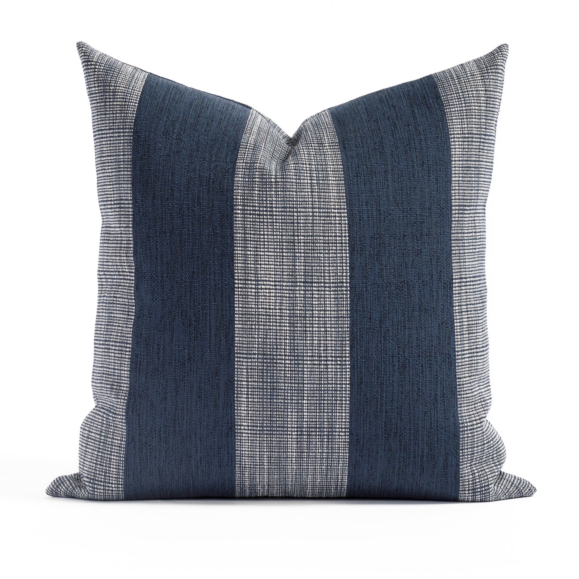 Marlow Stripe 20x20 Decorative Throw Pillow Cover - Indigo Blue Square Cushion for Sofa, Bed & Home Decor