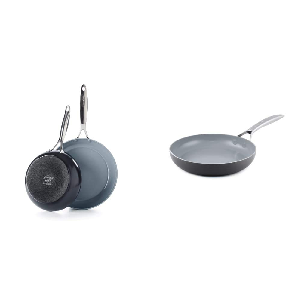 GreenPan Valencia Pro & Paris Pro Non-Toxic Ceramic Nonstick Frying Pan Set - 8