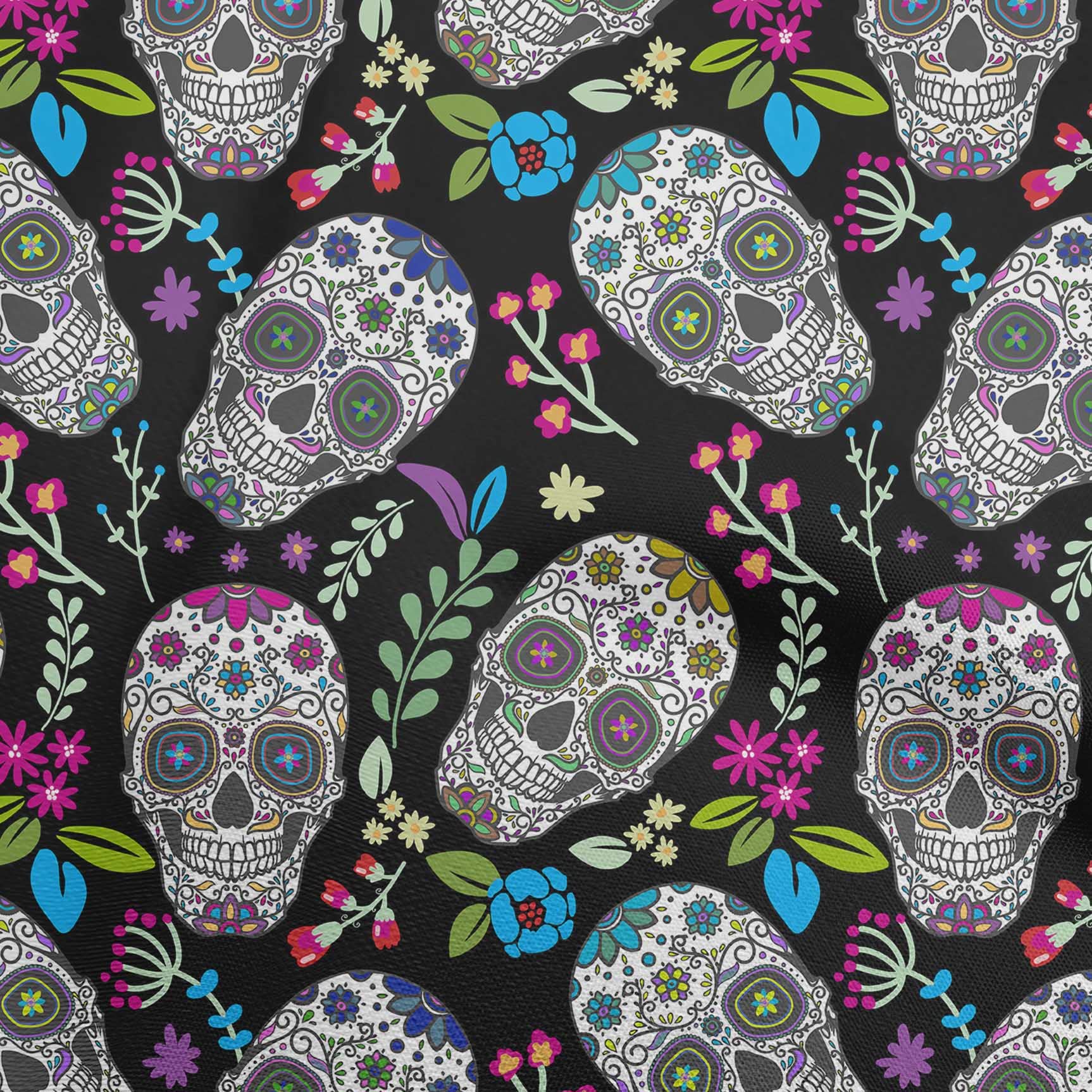 oneOone Polyester Spandex Black Skull Print Fabric by The Yard - 56 Inch Wide Stretchy Material for Gothic Dresses, Costumes & DIY Fashion Projects