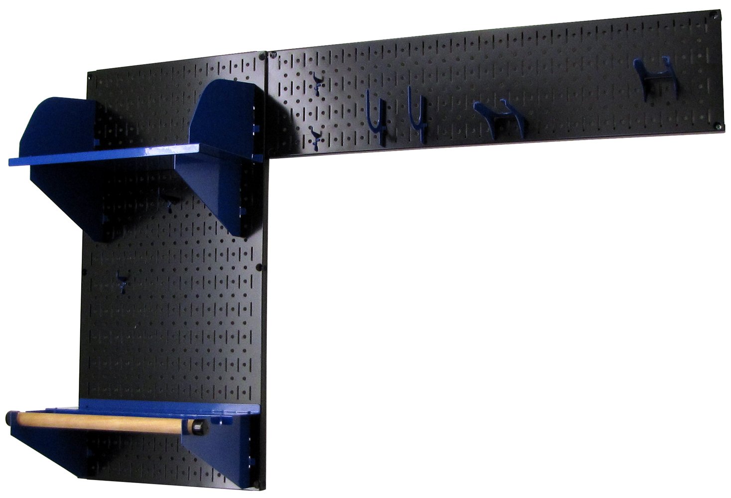 Wall Control Pegboard Garden Tool Organizer Kit - Heavy Duty Black Pegboard with Blue Hooks & Accessories for Garage, Shed, and Workshop Storage Solutions