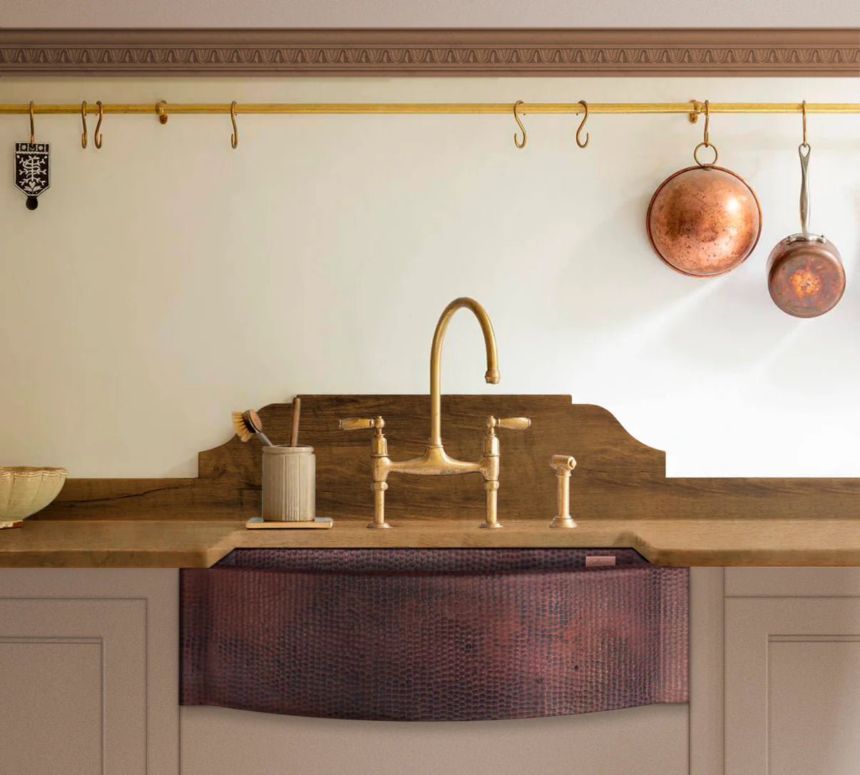 Flat Edge Rounded Front Copper Farmhouse Sink - Vintage Style Kitchen Sink for Rustic & Modern Homes | Perfect for Farmhouse, Cottage & Country Style Kitchens
