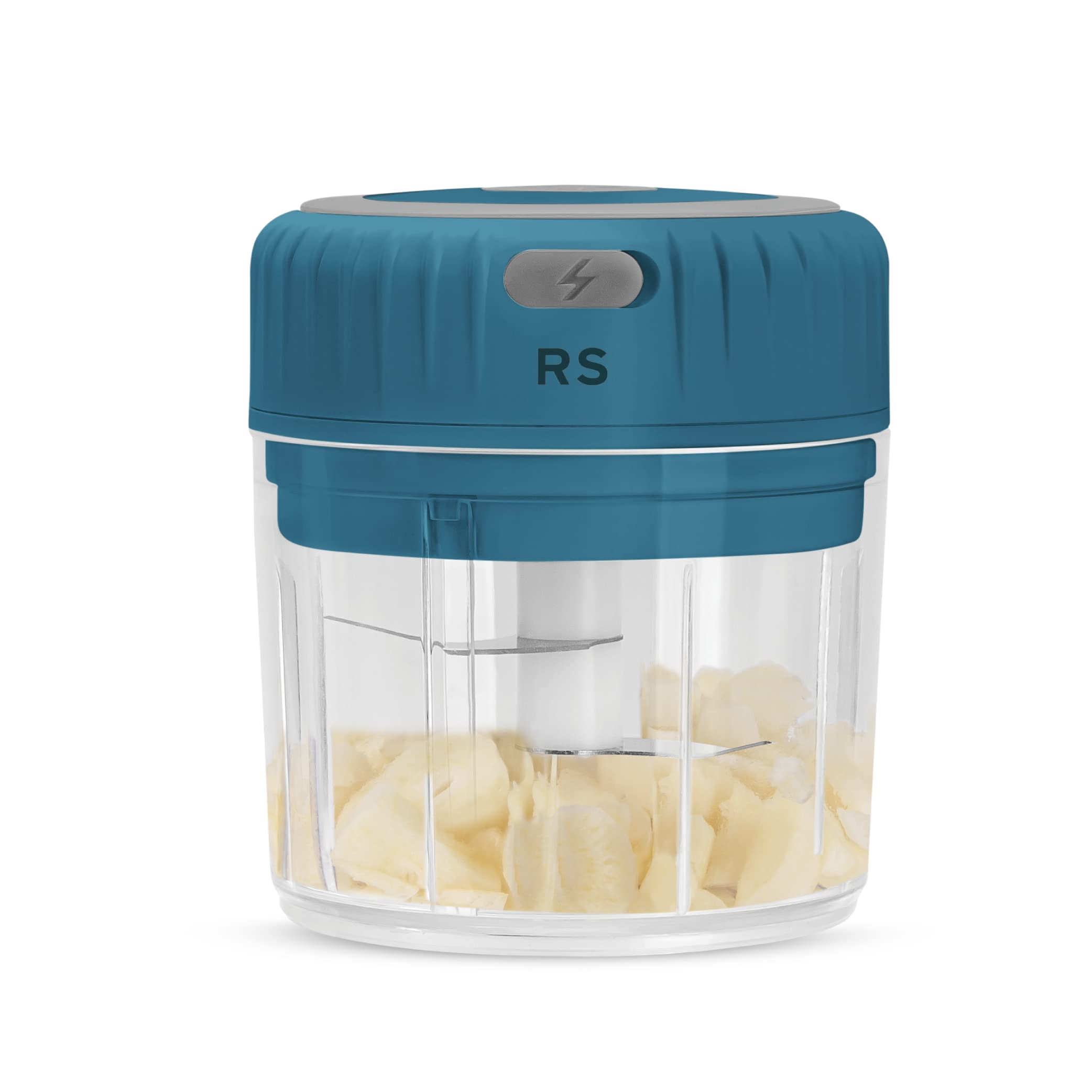 Real Simple Electric Mini Food Processor - Portable USB Charging 250ML Chopper for Quick Food Prep, Salad, Onions & Herbs | Perfect for Kitchen, Camping & Small Spaces | Compact & Efficient Blue Mini Blender