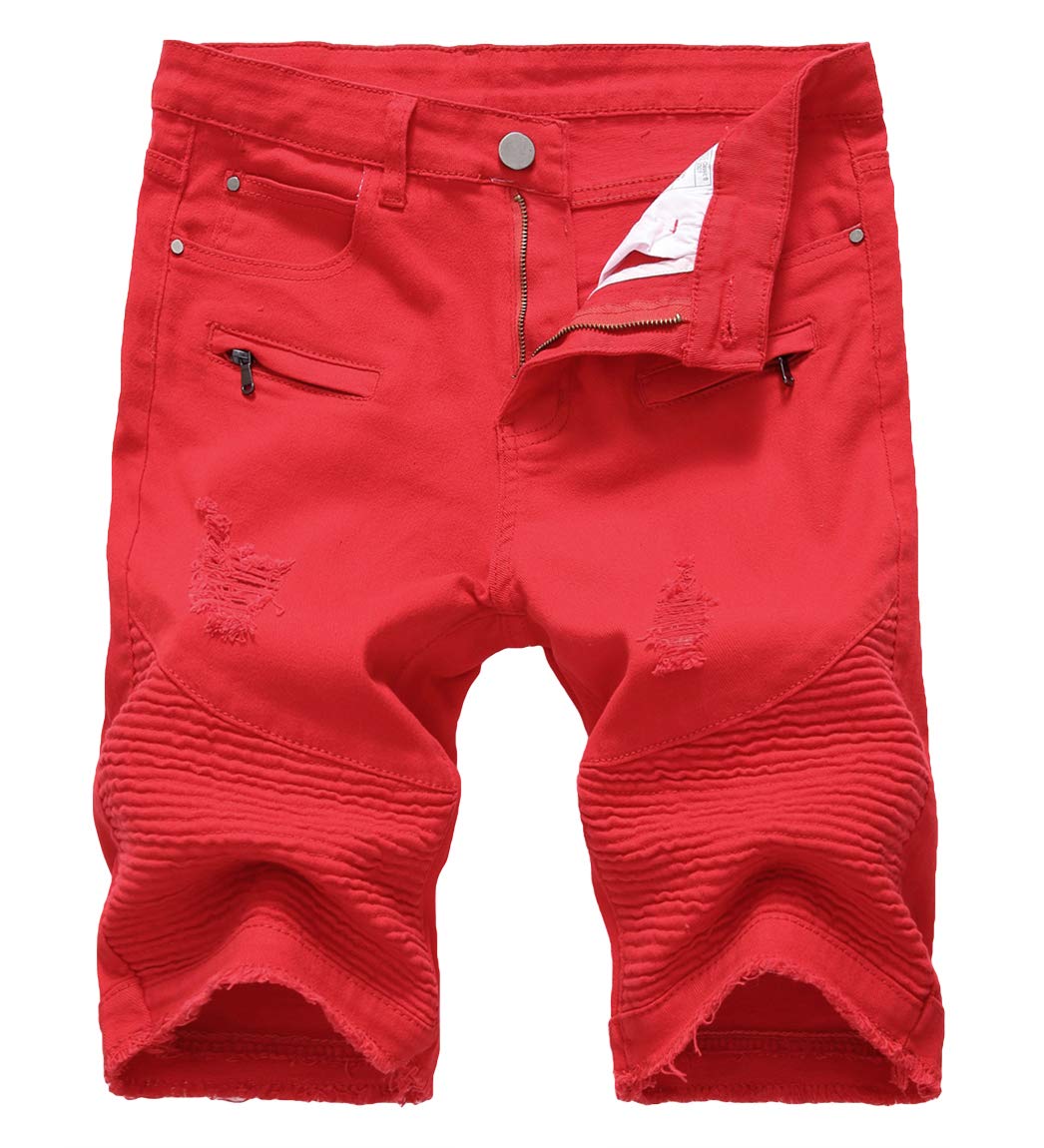 Baylvn Men's Slim Fit Ripped Printed Denim Shorts - Casual Summer Beach Shorts for Men | Perfect for Outdoor Activities, Travel & Streetwear Fashion