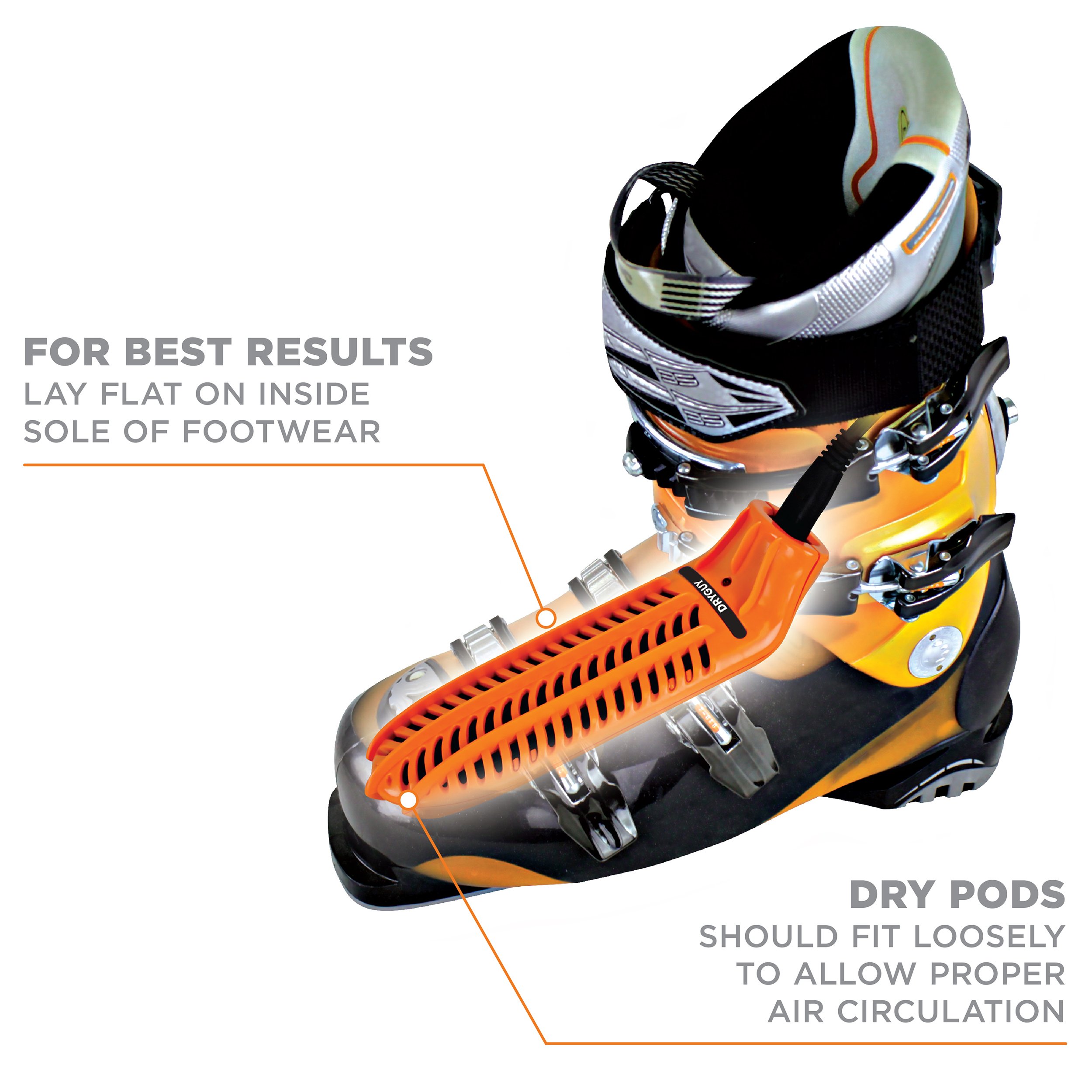Portable Boot & Shoe Dryer Warmer for Travel - Fast Drying Electric Footwear Dryer with Heating Function (Orange/Black) - Perfect for Hiking, Camping & Winter Sports Gear Maintenance