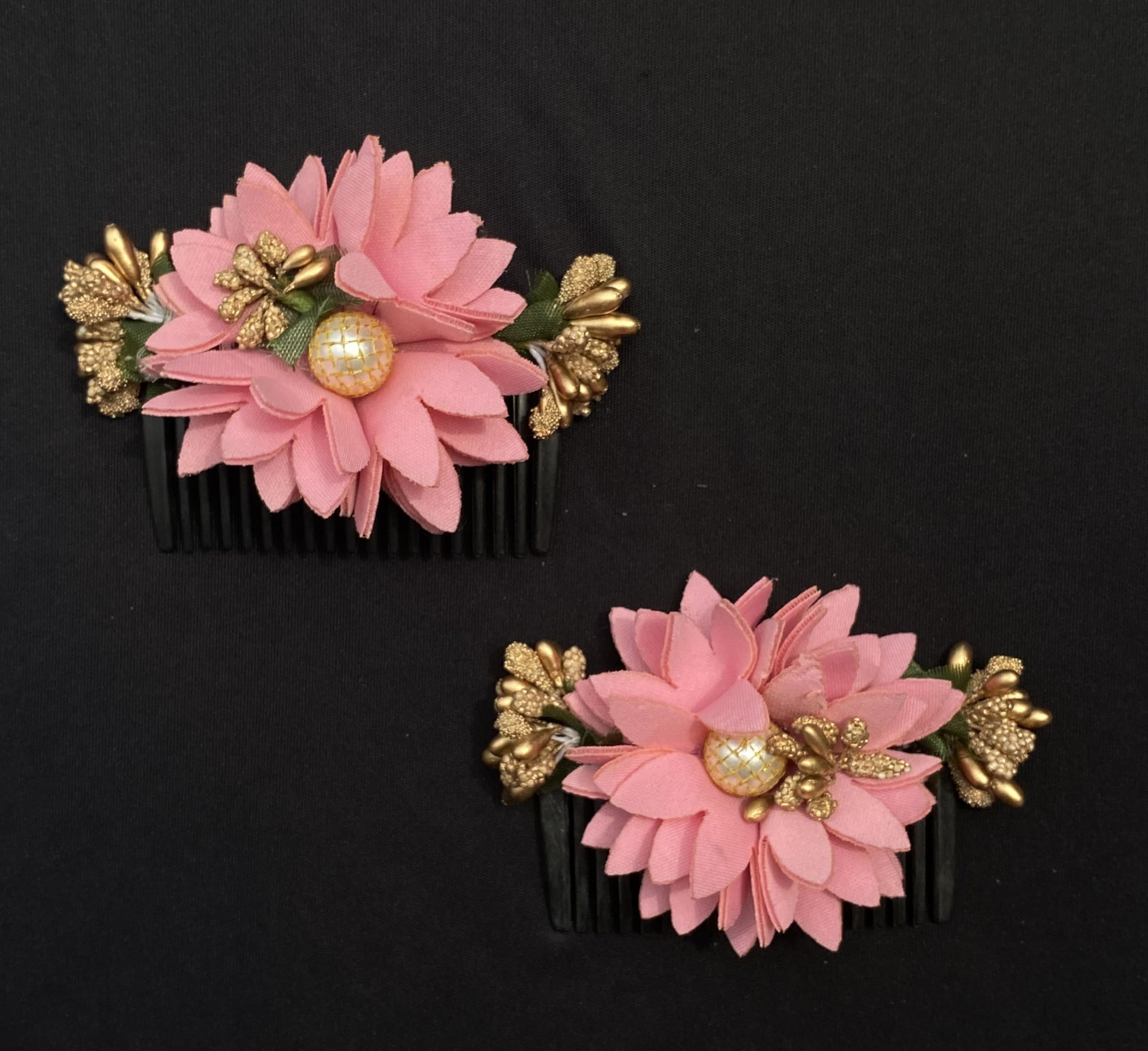 Vinshbond Floral Hair Comb & Side Clip Set - 2 Pack Baby Pink Hair Accessories for Women & Girls | Perfect for Weddings, Prom, Parties & Everyday Styling
