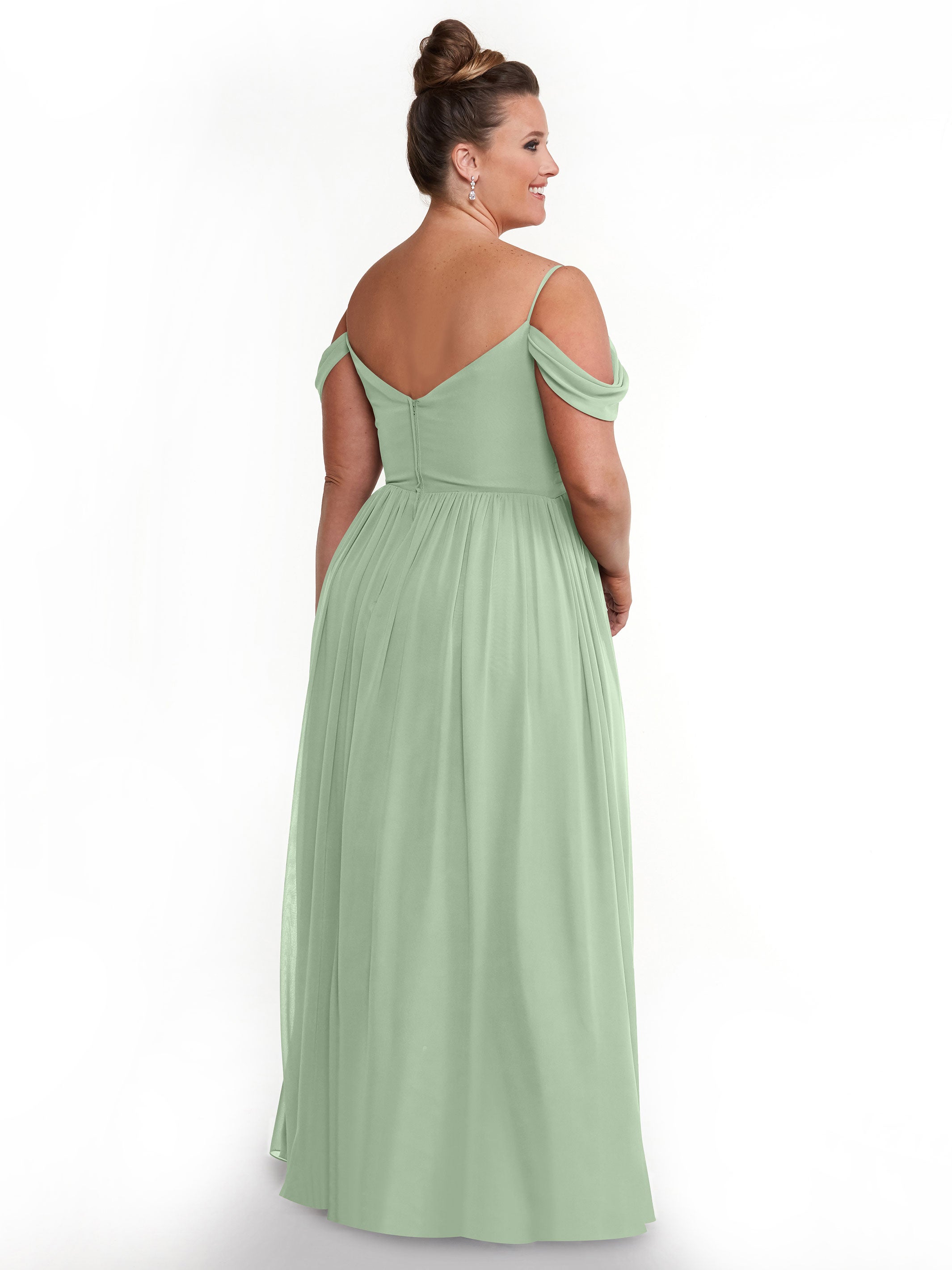 Elegant Off Shoulder Chiffon Bridesmaid Dress with Spaghetti Straps - Perfect for Weddings, Formal Events & Special Occasions