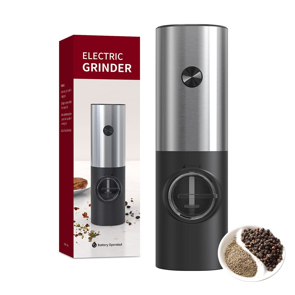 Premium Electric Salt and Pepper Grinder Set - Rechargeable Stainless Steel Spice Mill with Ceramic Blades, Adjustable Coarseness & LED Light - Perfect for BBQ, Cooking, Dining Table & Kitchen Use