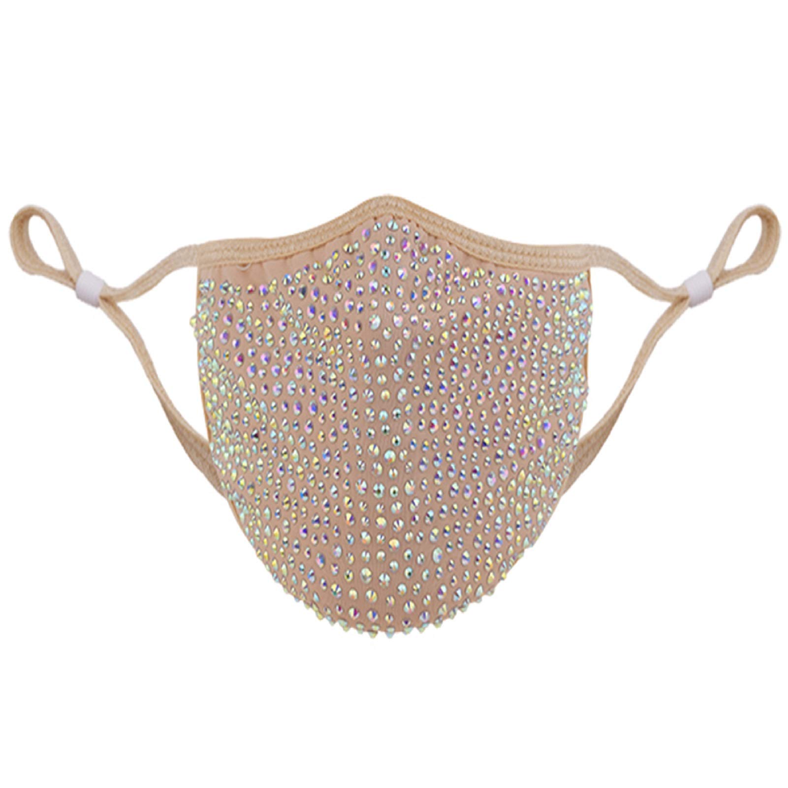 CCbodily Rhinestone Face Mask for Women - Crystal Face Chain Masquerade Mask | Elegant Party Accessory for Halloween, Cosplay & Mardi Gras Celebrations