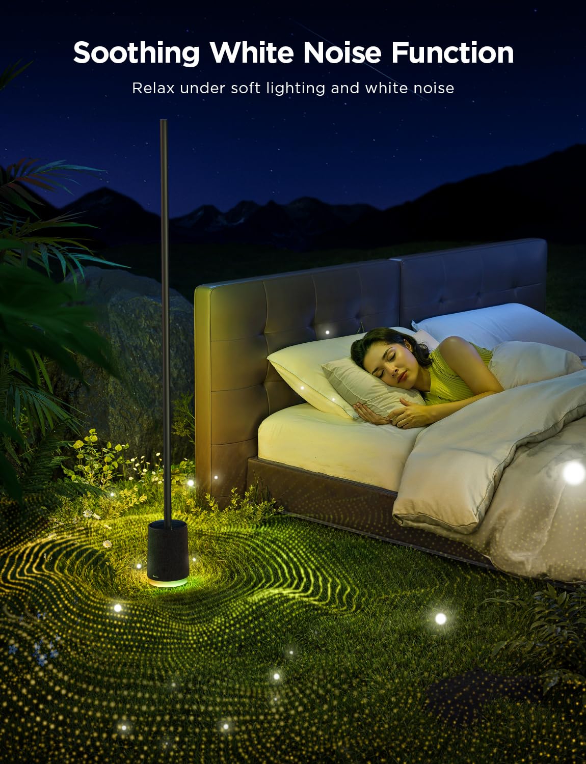 Govee RGBIC LED Floor Lamp Pro with Bluetooth Speaker & White Noise - 2100 Lumens Smart Standing Lamp, 16 Million Colors, Music Sync, Alexa Compatible - Perfect for Bedroom, Living Room, Gaming Setup & Home Theater (Black)
