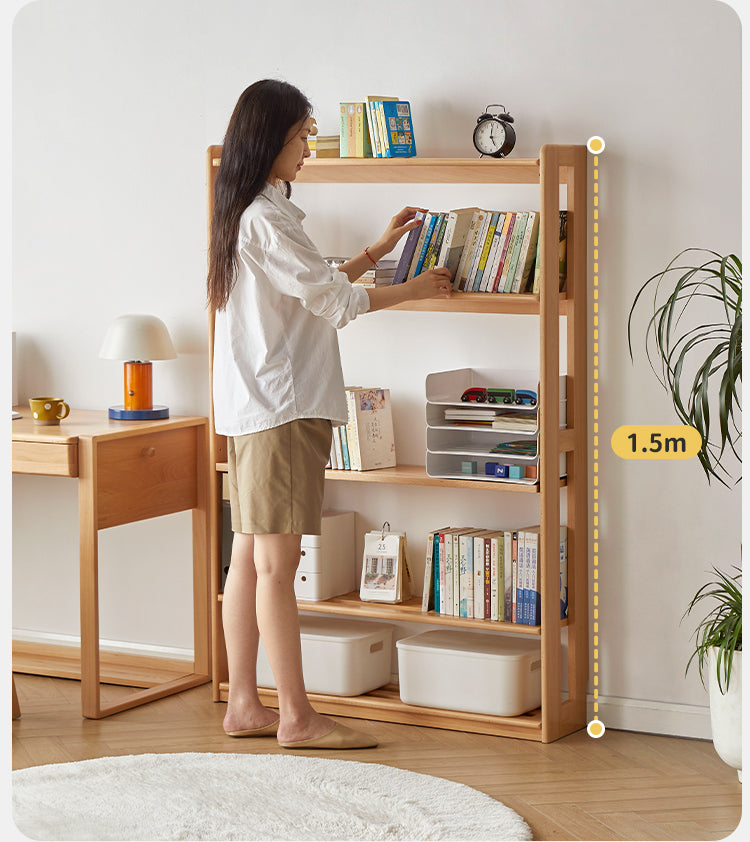 Solid Wood Floor-to-Ceiling Bookshelf - Beech & Oak Wooden Storage Shelf for Books, Toys, and Home Decor | Perfect for Living Room, Nursery, and Home Office Organization