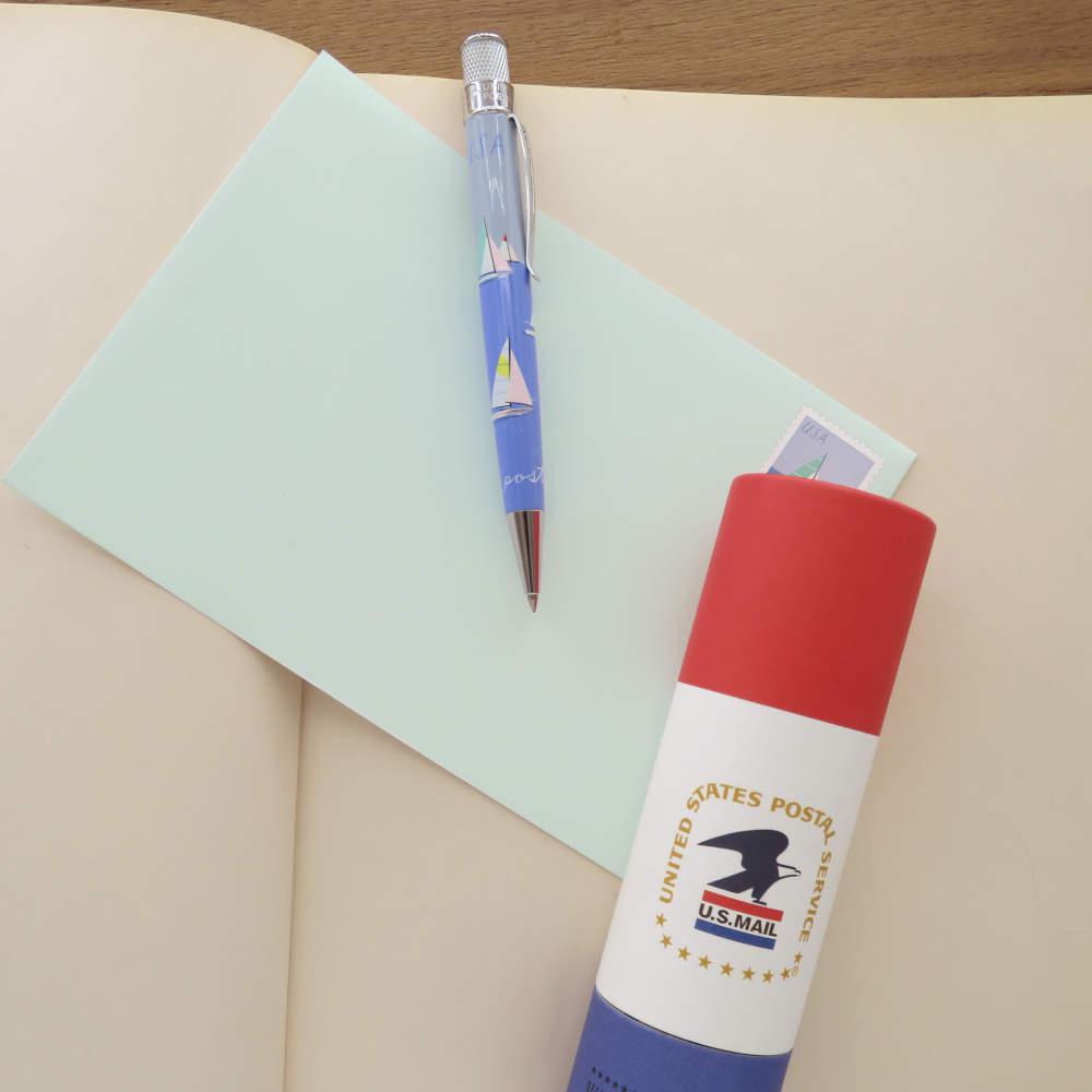 Retro 51 Rollerball Pen with USPS® Sailboats Stamp 2023 - Premium Writing Instrument for Collectors, Office Use & Gift Giving
