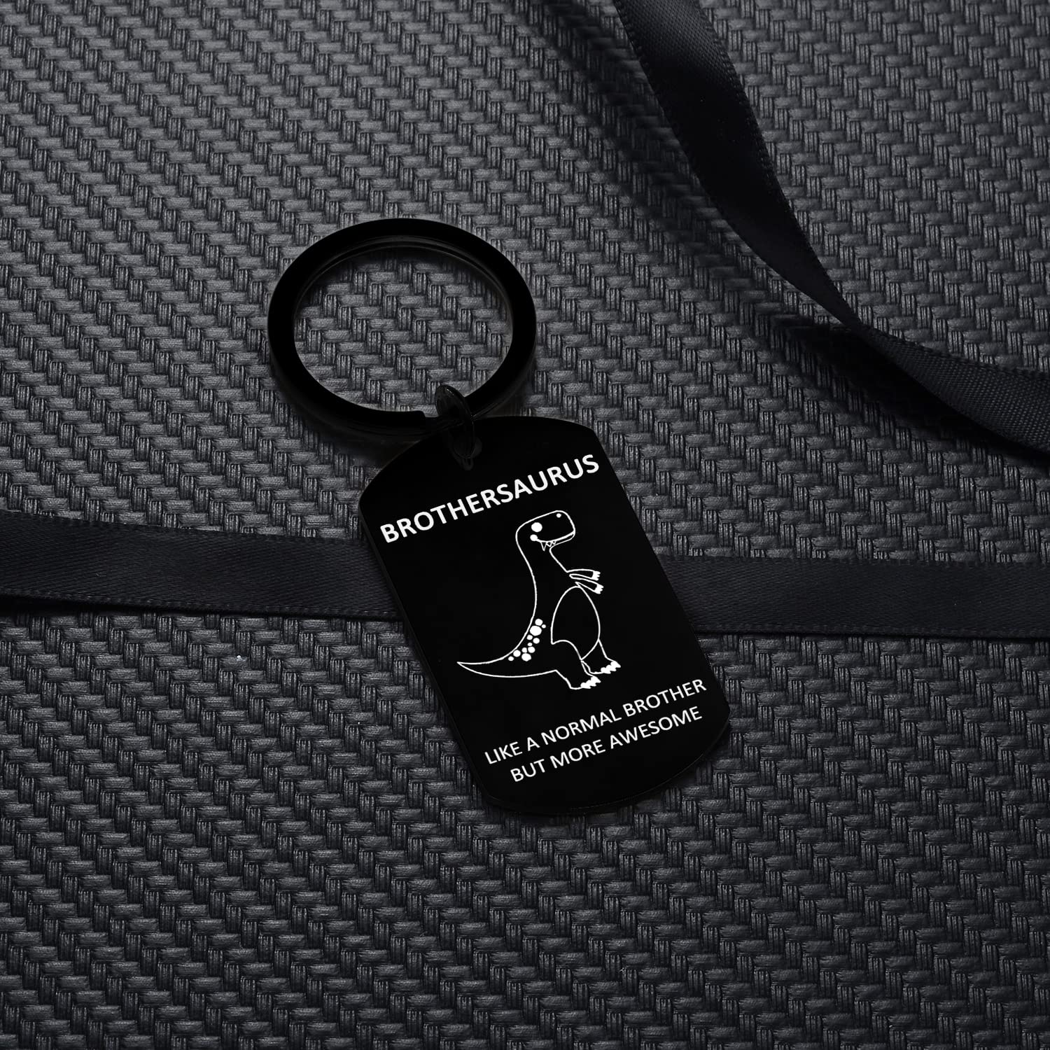 YEEQIN Personalized Dinosaur Keychain - Funny Brothersaurus Gift for Men, Little Brother & Best Friend - Perfect Birthday Gift for Brother, Office Desk Decor & Daily Carry Accessory