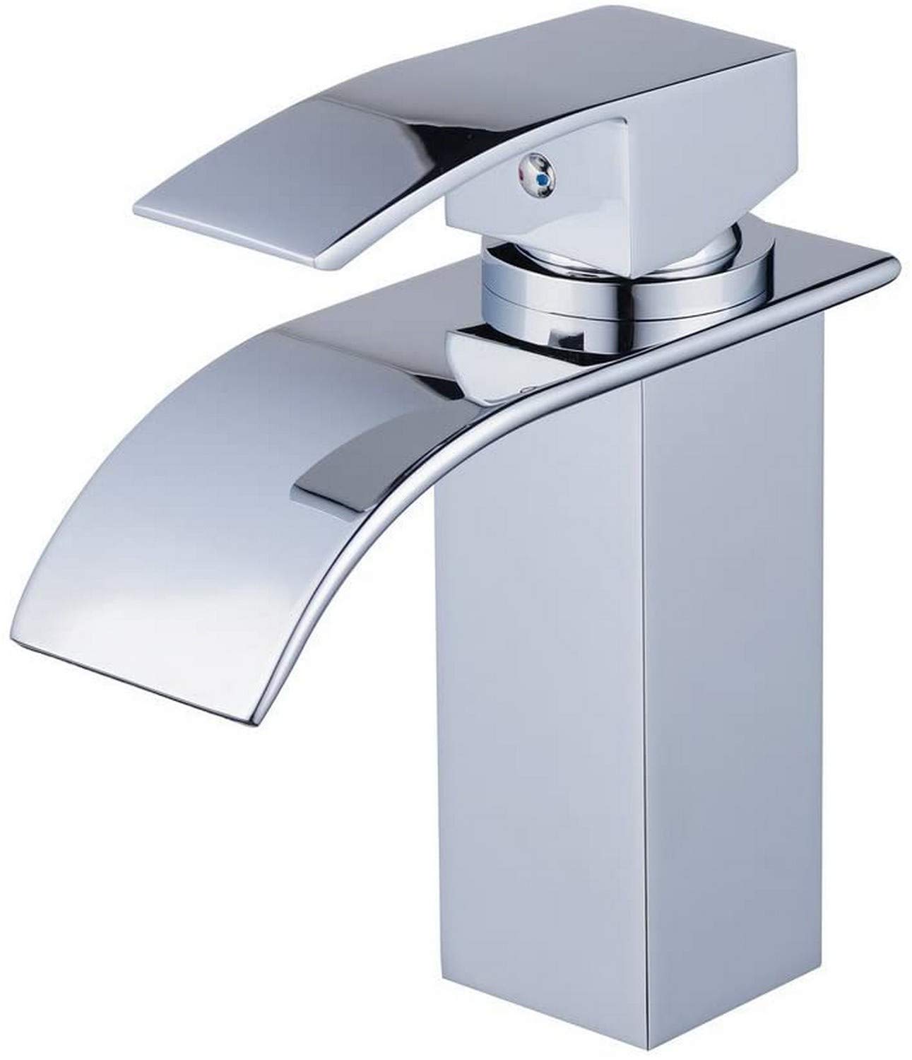 GAOFQ Modern Chrome Waterfall Bathroom Sink Faucet - Single Handle Basin Mixer Tap for Vanity, Powder Room & Guest Bath | High Arc Spout Design for Easy Hand Washing & Face Rinsing