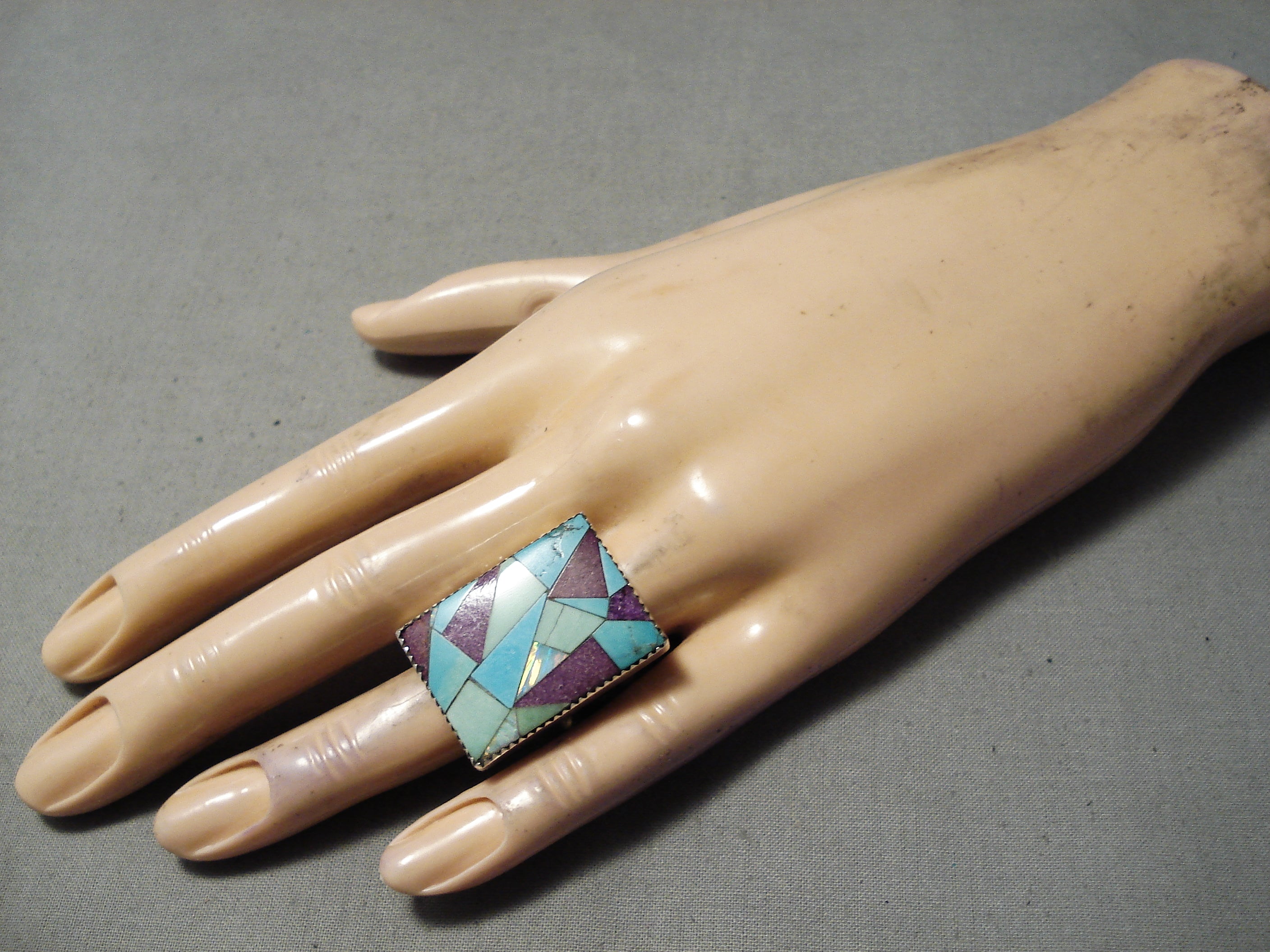 Stunning Modern Native American Navajo Turquoise Inlay Sterling Silver Ring - Handmade Jewelry for Women, Perfect for Weddings, Parties & Everyday Wear