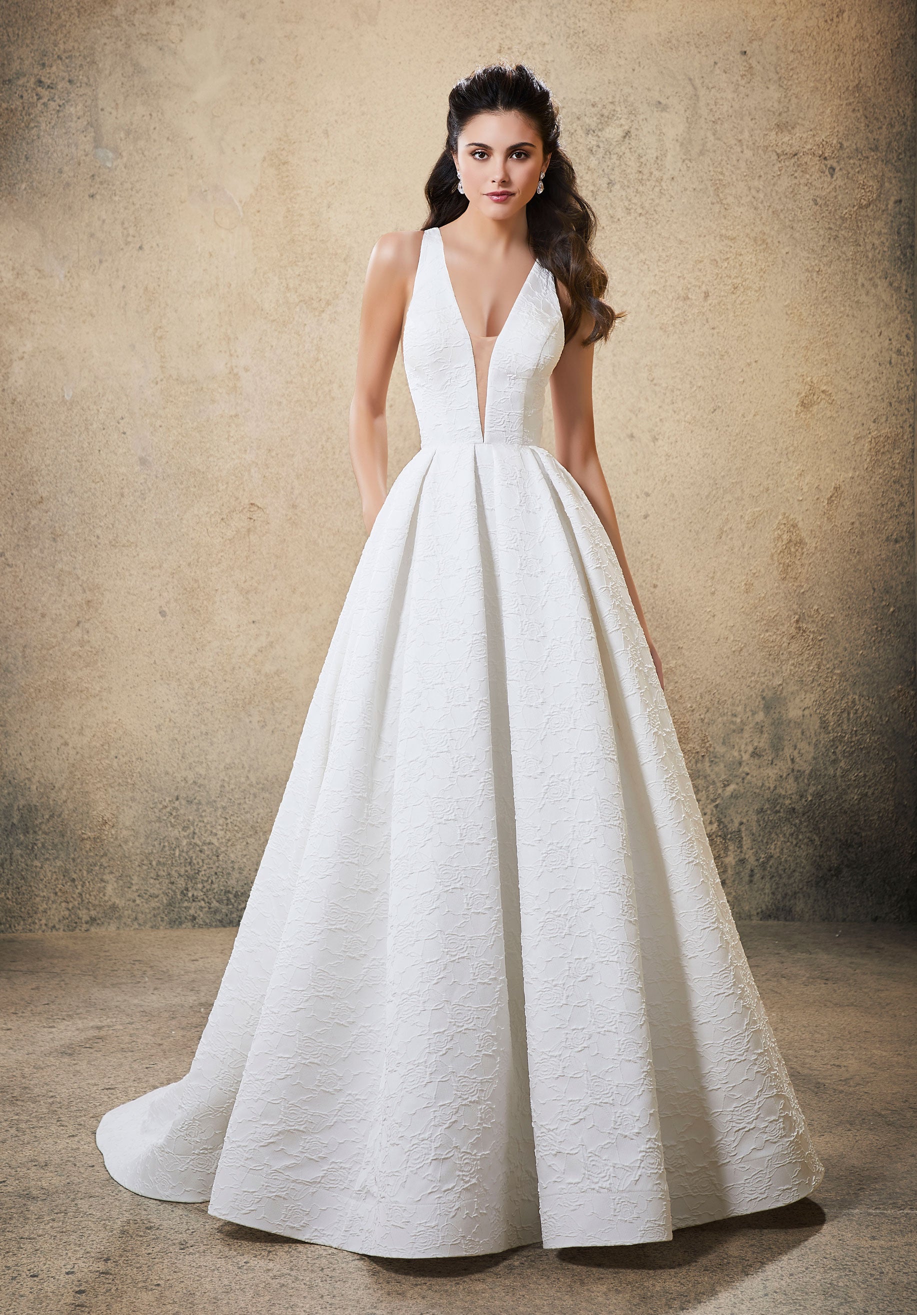 Morilee Rose 6918 Sample Wedding Gown - A-Line Lace Bridal Dress for Bride, Perfect for Beach Weddings & Formal Ceremonies