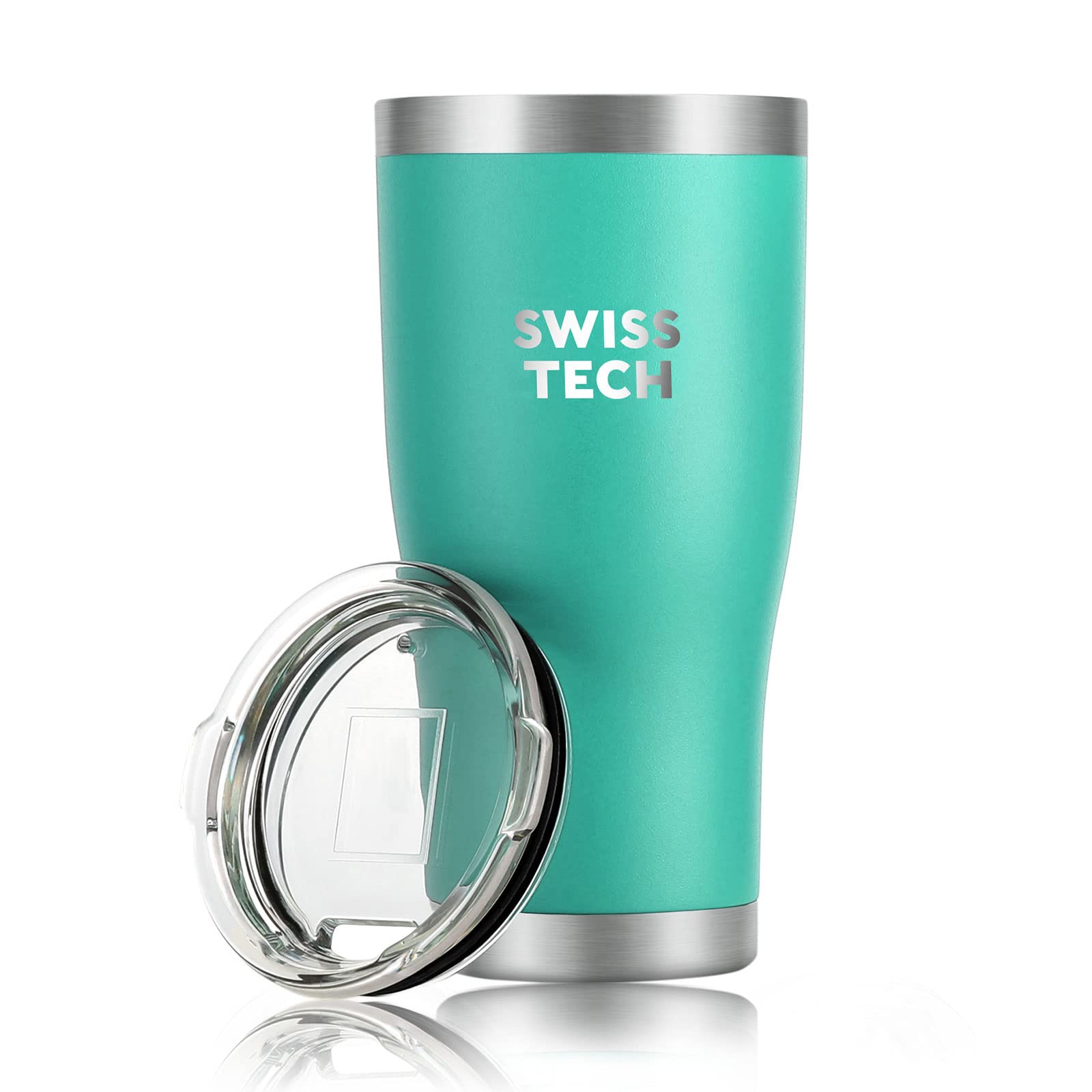 SWISS+TECH 20 oz Stainless Steel Double Wall Vacuum Insulated Tumbler with Lid - BPA Free, Wide Mouth Travel Mug for Gym, Office, Hiking & Everyday Use (Green Turquoise)