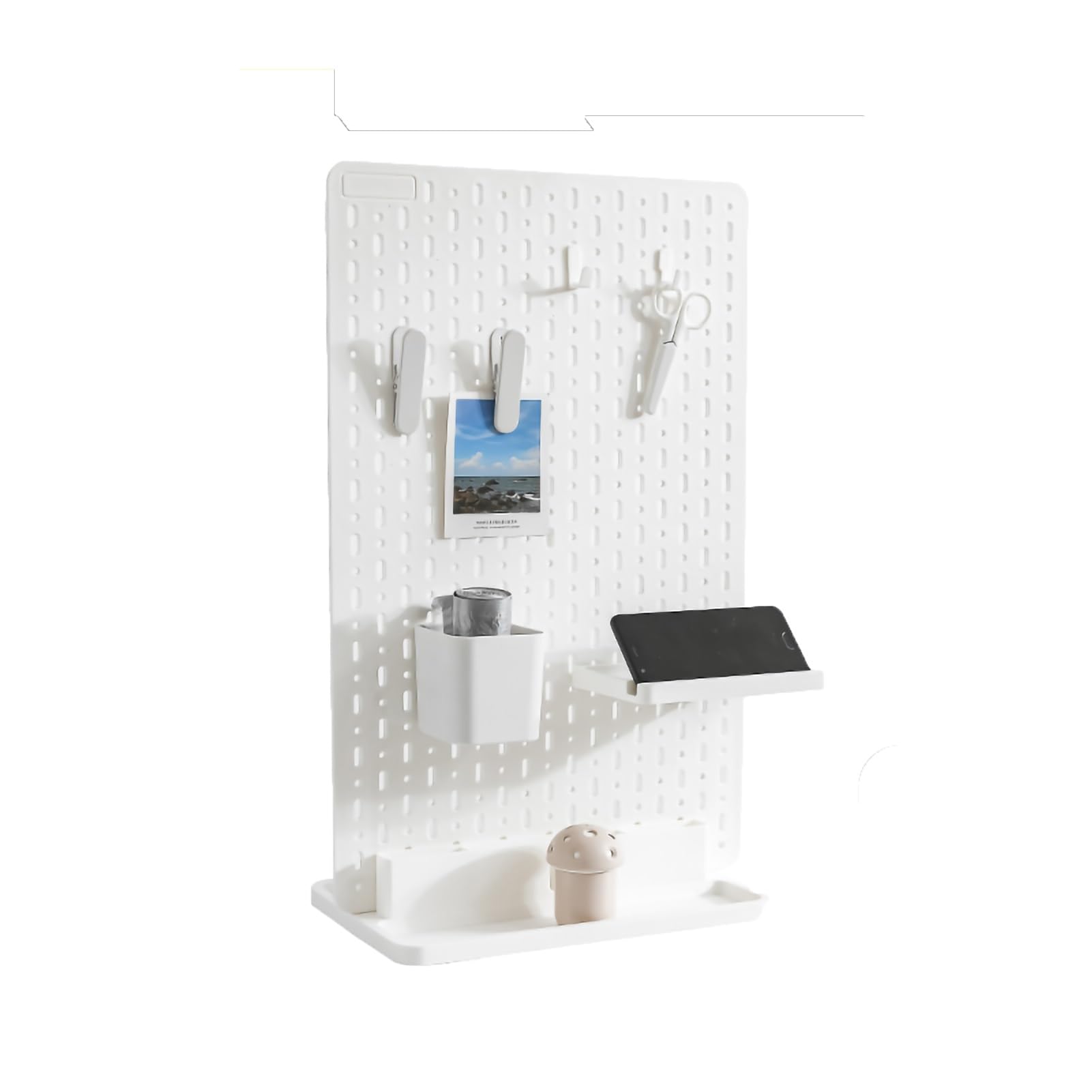 Vertical Desk Pegboard Shelf for Study & Office - Wall Mounted Storage Organizer with Pegboard Hooks - Perfect for Home Office, Craft Room, and Workspace Organization