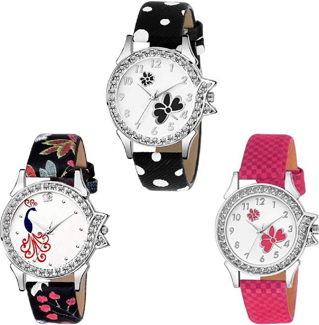 **Stylish Analog Multicolor Dial Women's Watch Set - 3-Pack Fashionable Timepieces for Girls, Sisters & Friends | Perfect Gift for Birthdays, Anniversaries & Everyday Wear**