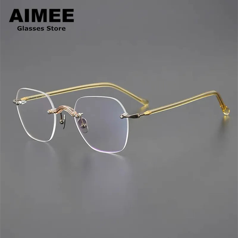 Aimee Women's Rimless Flat Top Square Titanium Eyeglasses Frame 7122 - Lightweight & Durable for Office, Reading & Everyday Wear