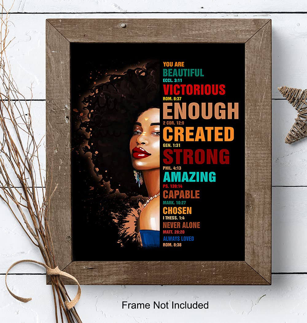 African American Wall Art - Religious Gifts for Black Women - Christian Decor for Home & Office